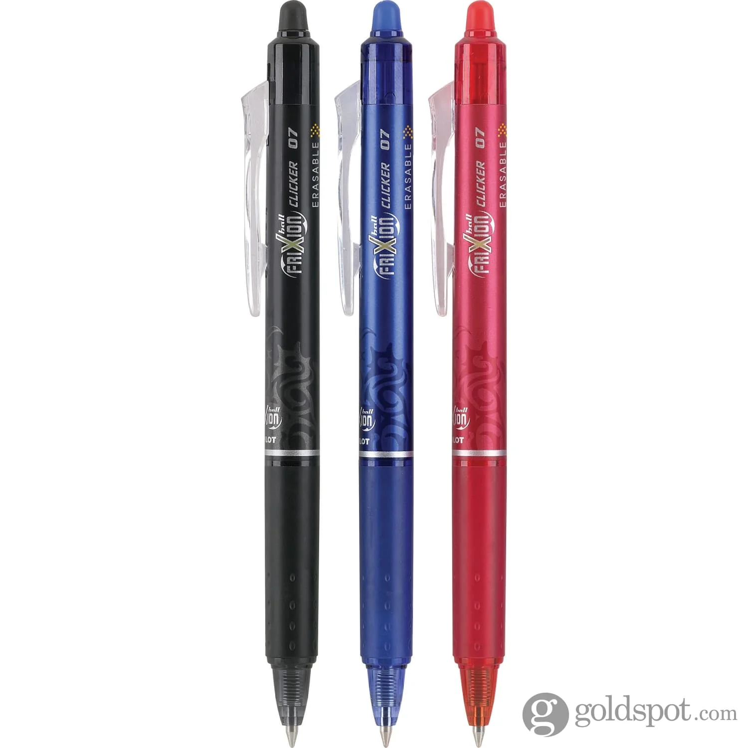 Pilot FriXion Clicker Erasable Gel Pens in Black, Blue & Red - Fine Point - Pack of 3 - Image 2