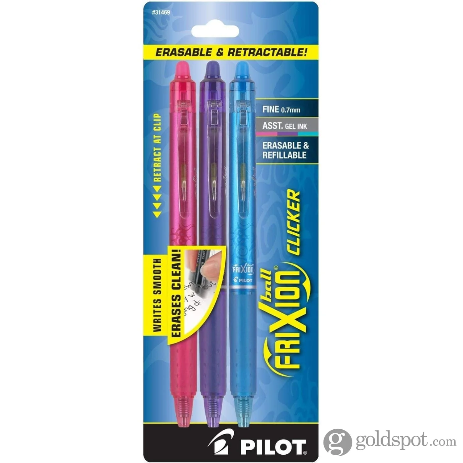 Pilot FriXion Clicker Erasable Gel Pens in Pink, Purple, & Turquoise - Fine Point - Pack of 3 - Image 4