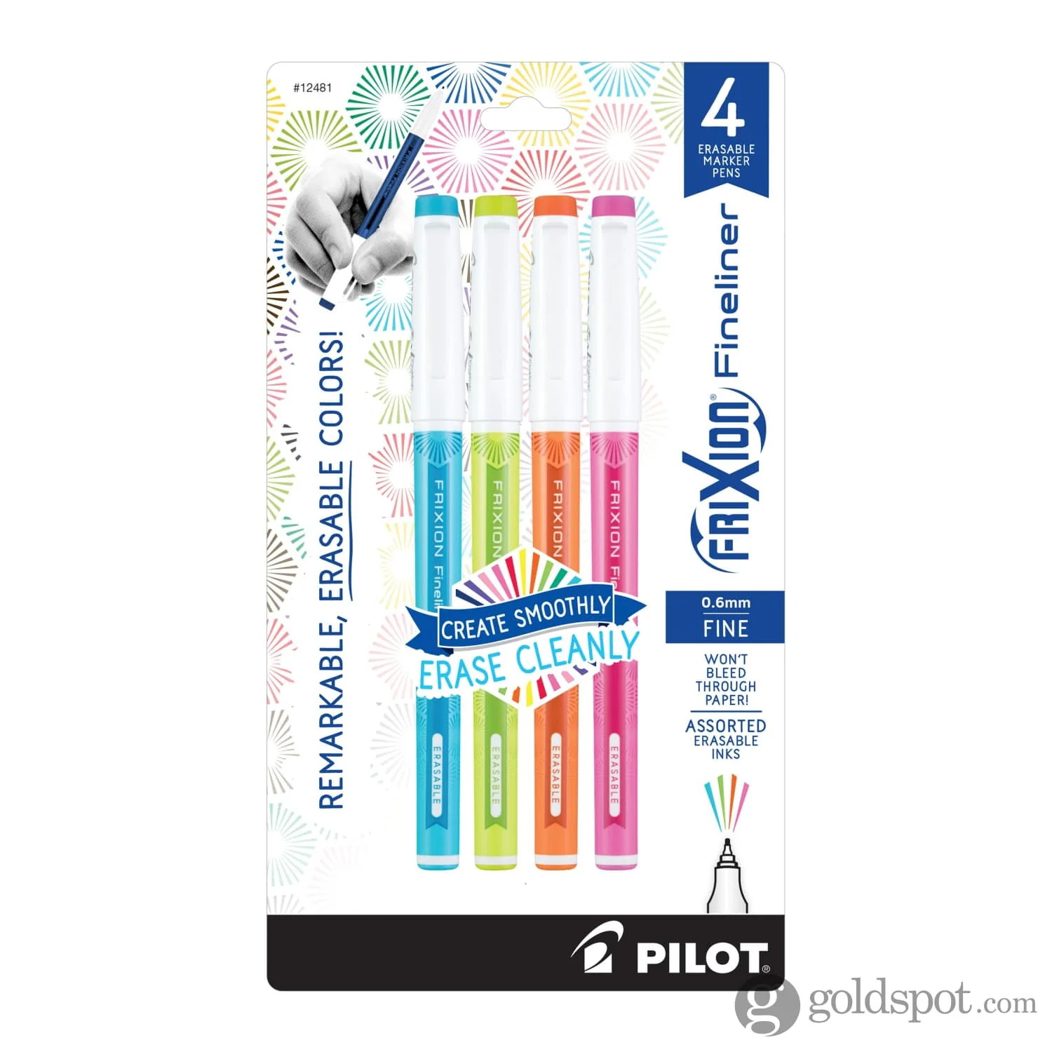 Pilot FriXion Fineliner Erasable Marker Pens in Periwinkle, Light Green, Orange & Pink - Fine Point - Pack of 4 - Image 2