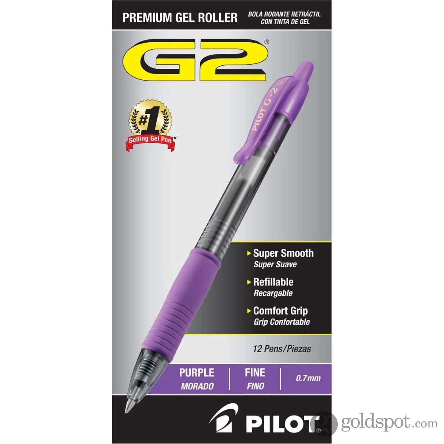 Pilot G2 Retractable Premium Gel Ink Pen in Purple - Fine Point - Image 2