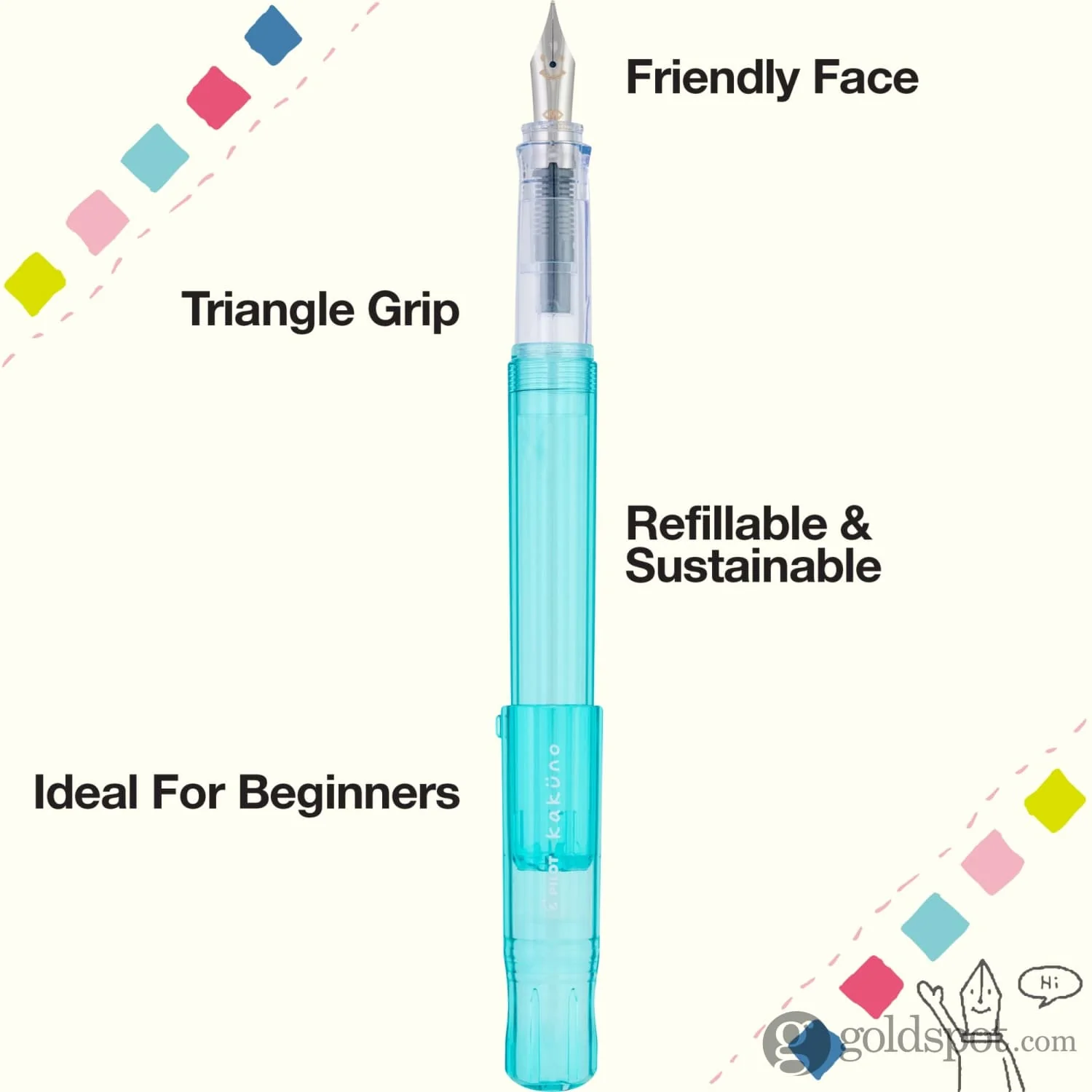 Pilot Kakuno Fountain Pen in Translucent Aqua - Image 3