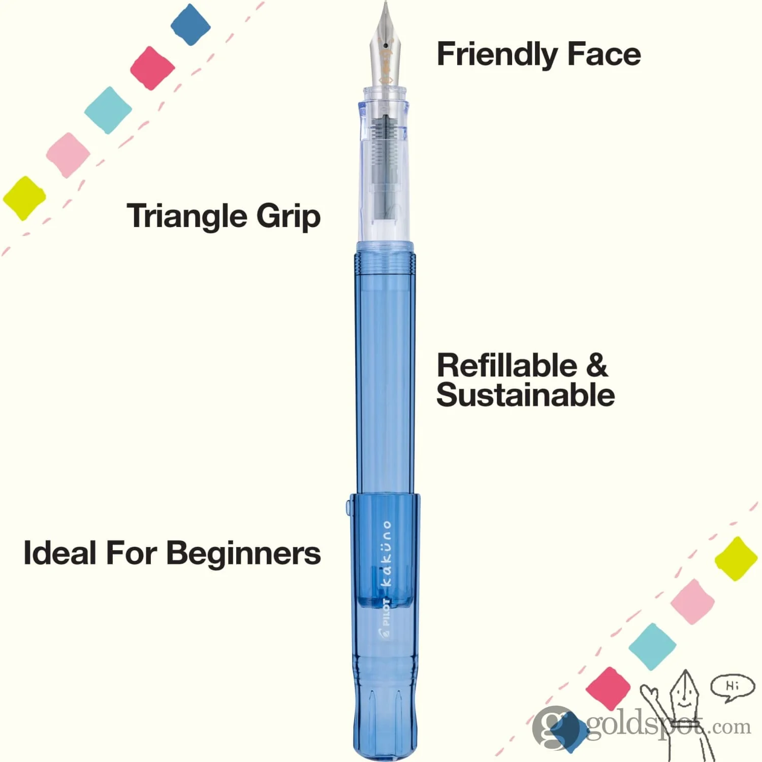 Pilot Kakuno Fountain Pen in Translucent Blue - Image 3