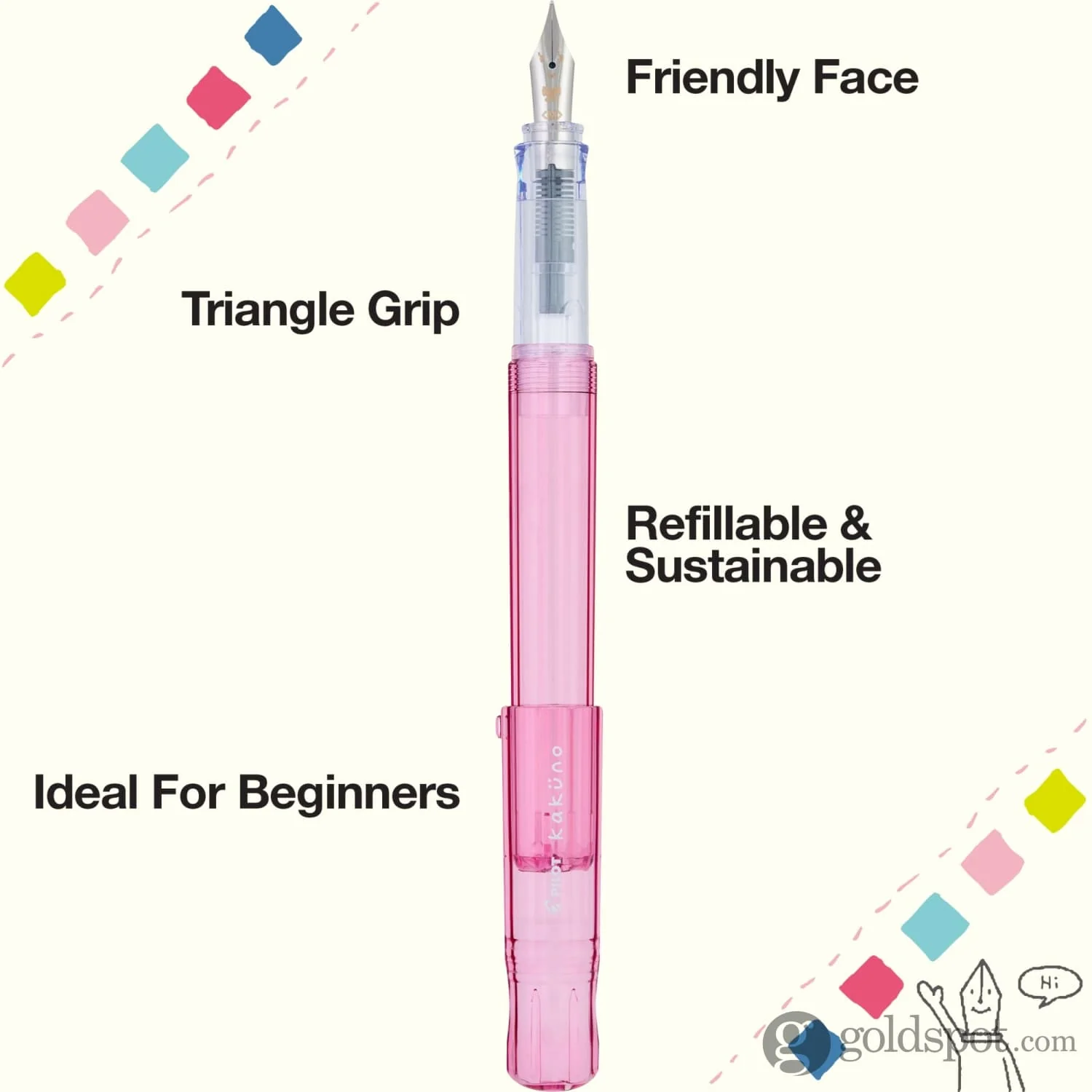 Pilot Kakuno Fountain Pen in Translucent Pink - Image 3