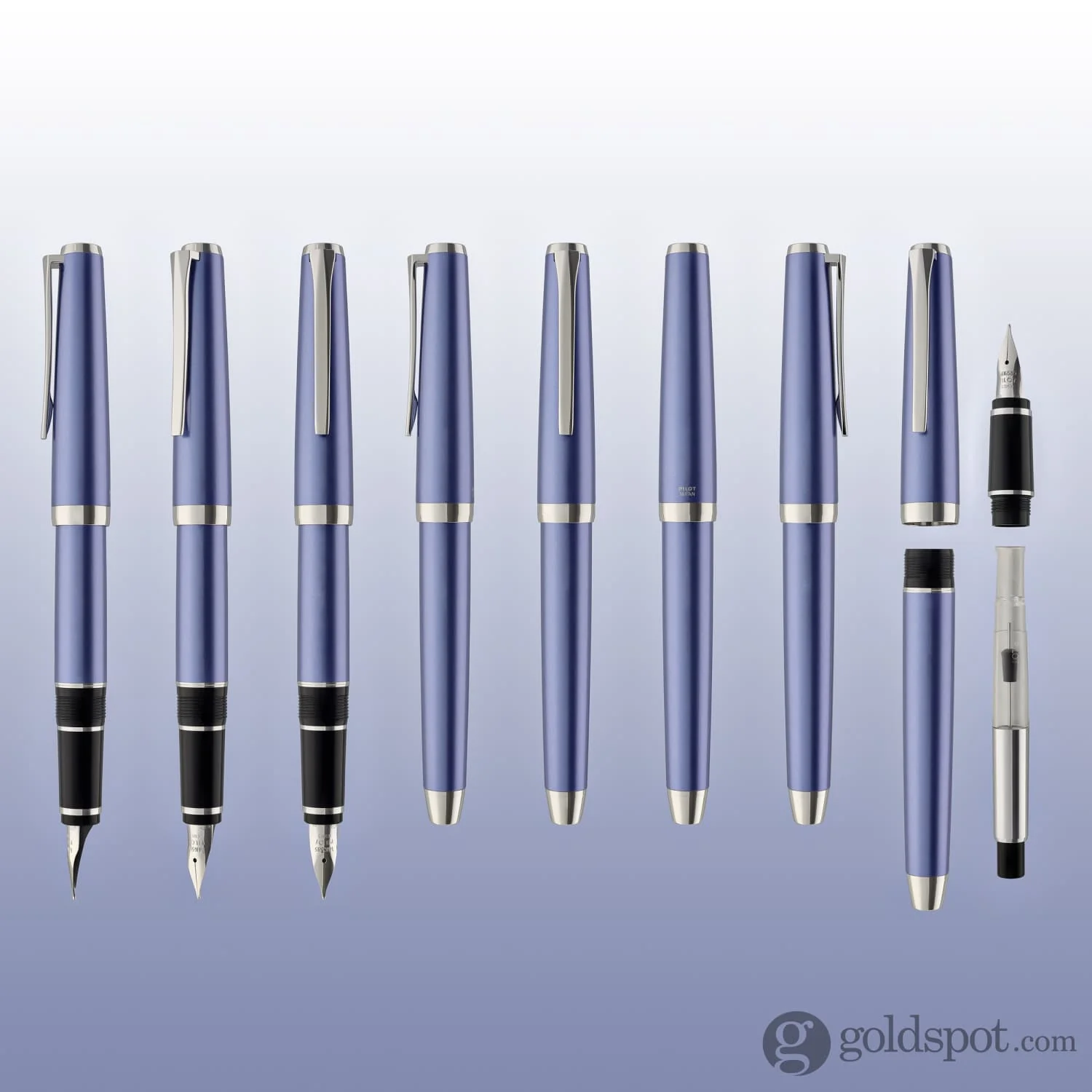 Pilot Metal Falcon Fountain Pen in Sapphire - 14K Gold Soft Flexible - Image 8