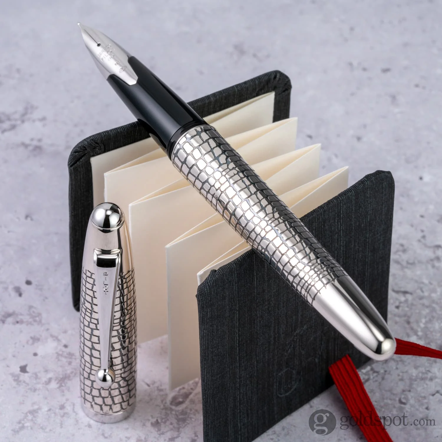 Pilot Namiki Sterling Collection Fountain Pen in Silvern Ishidatami - 18K Gold - Image 11