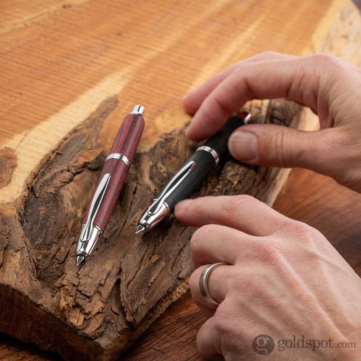 Pilot Vanishing Point Fountain Pen in Birchwood Black - 18K Gold - Image 3