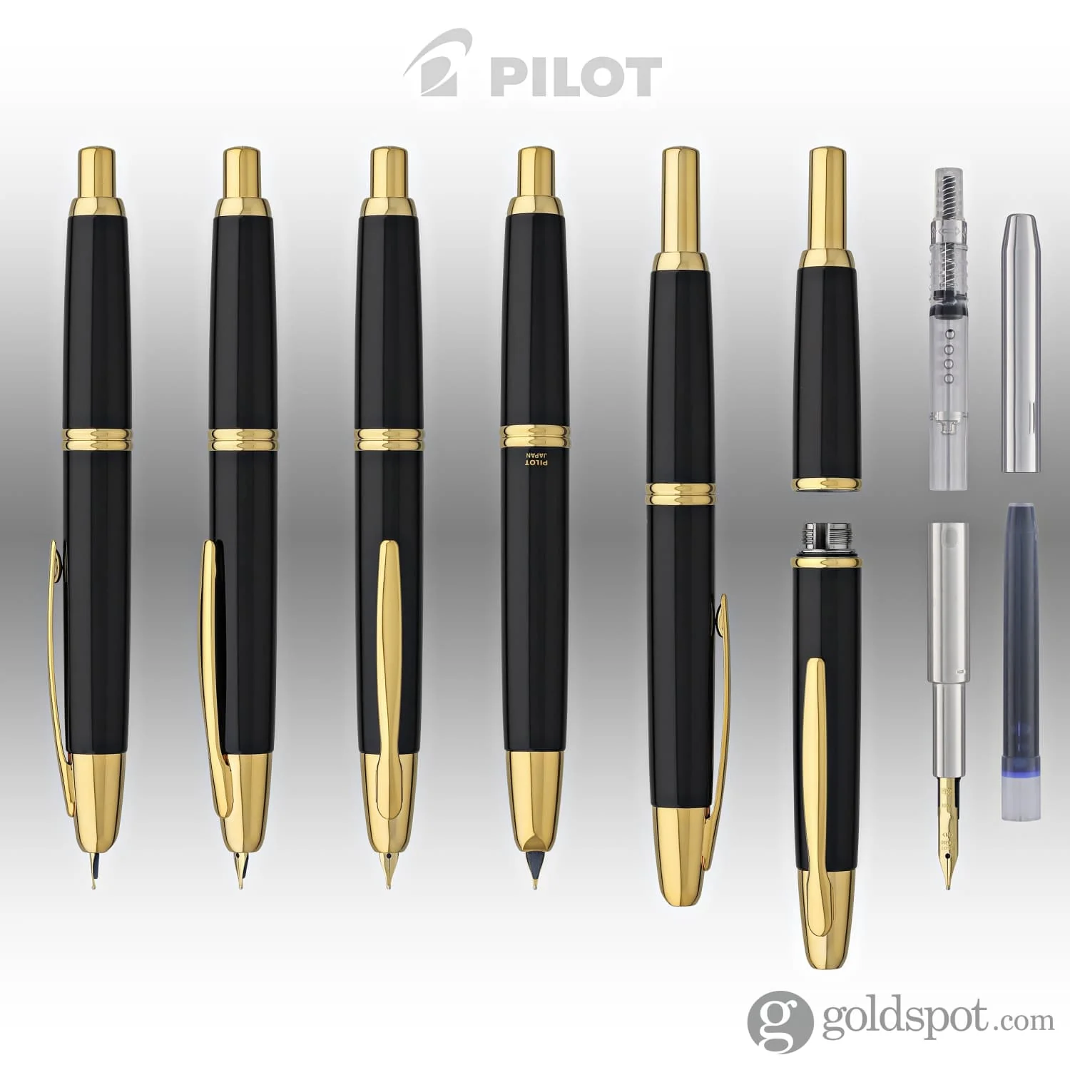 Pilot Vanishing Point Fountain Pen in Black & Gold - 18K Gold - Image 7
