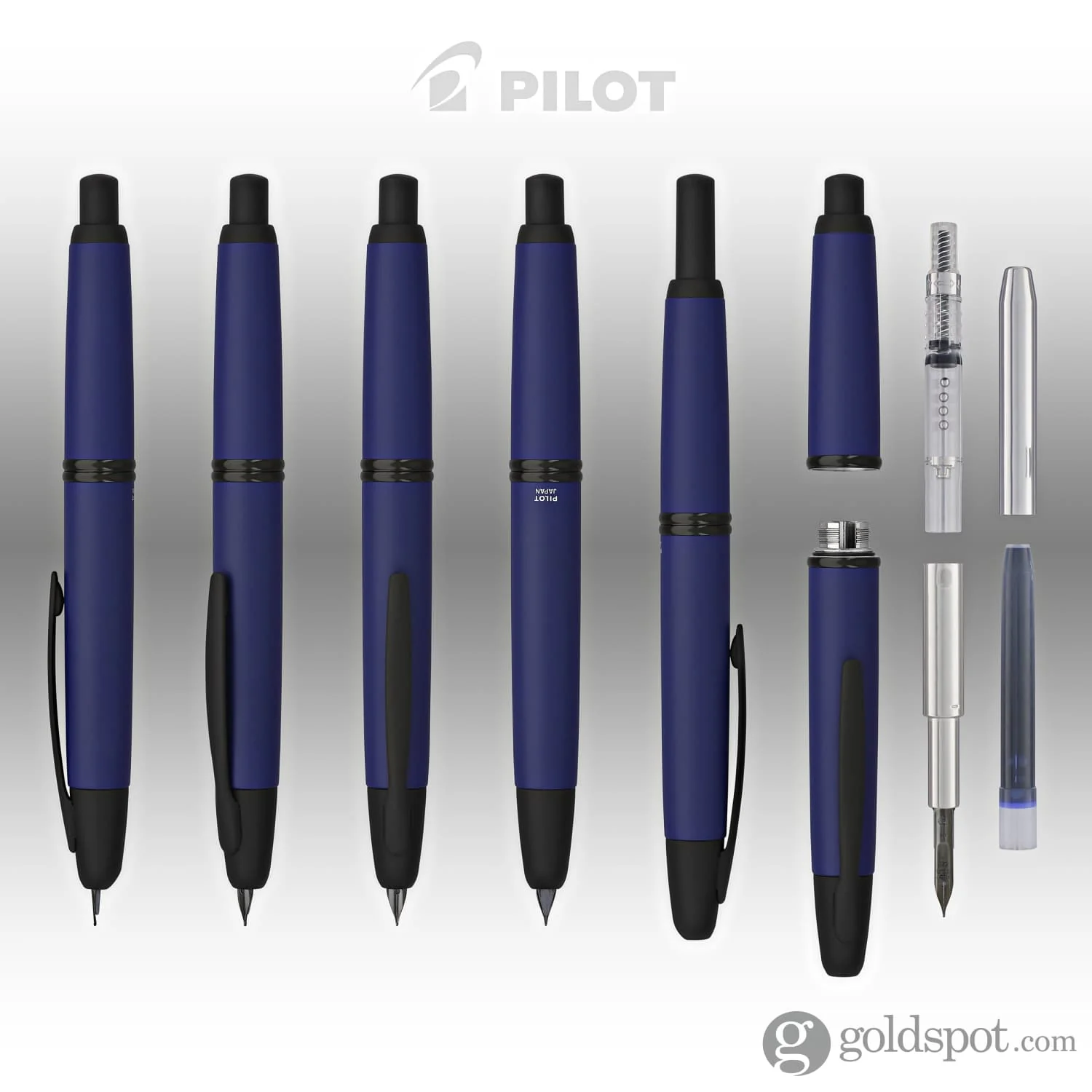 Pilot Vanishing Point Fountain Pen in Matte Blue & Black Accents - 18K Gold - Image 7
