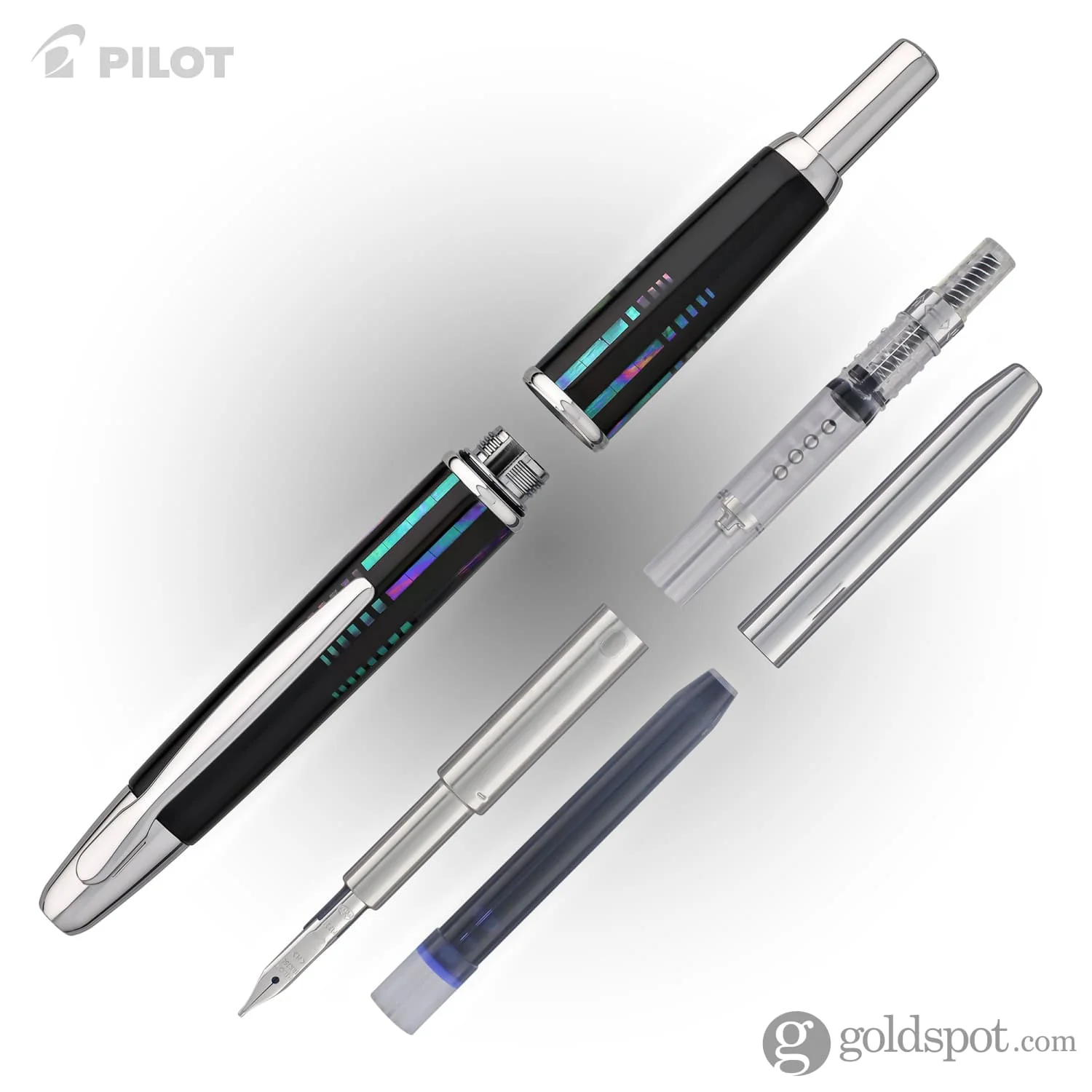 Pilot Vanishing Point Fountain Pen in Raden Water - 18K Gold Medium Point - Image 6