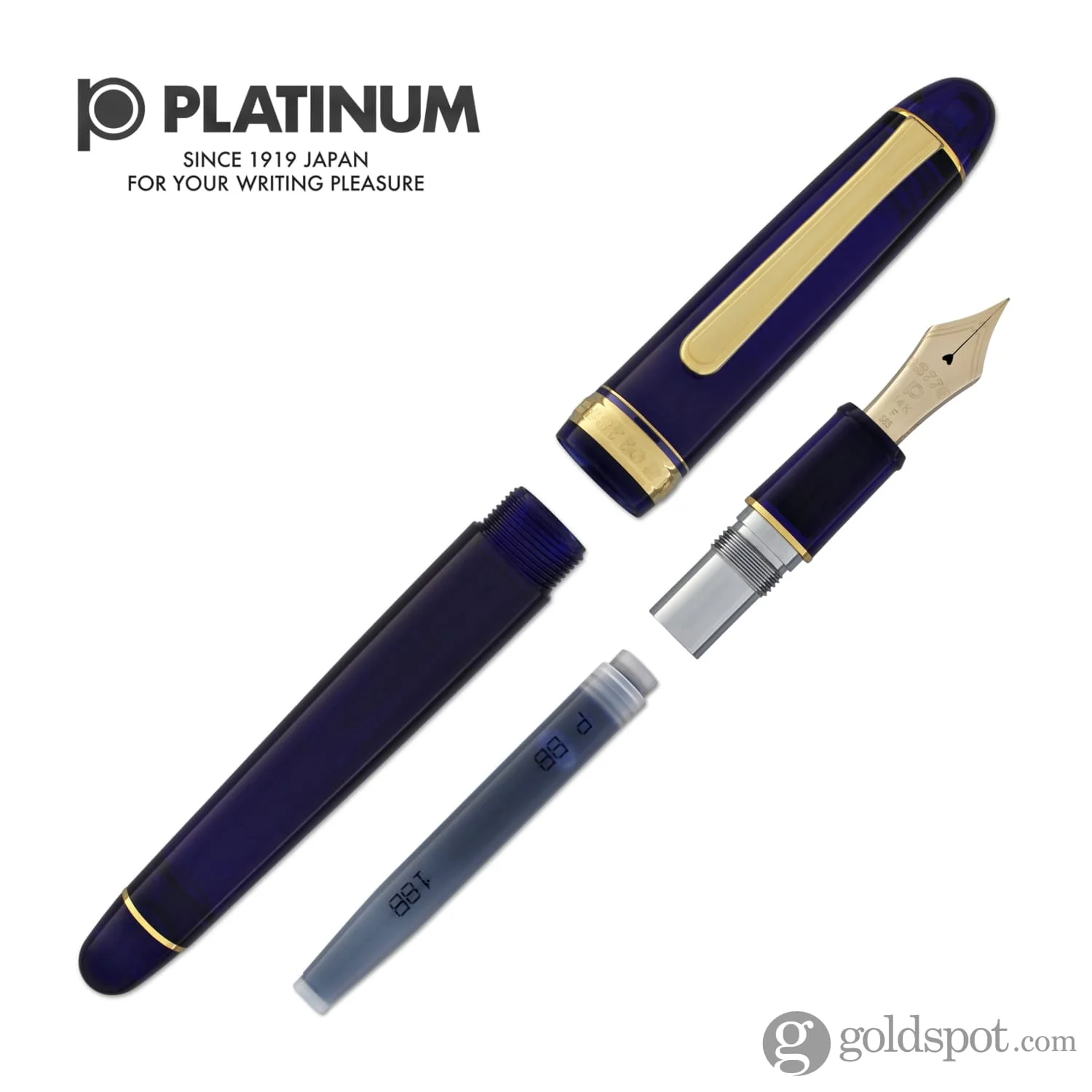 Platinum 3776 Century Fountain Pen in Chartres Blue with Gold Trim - 14K Gold - Image 7