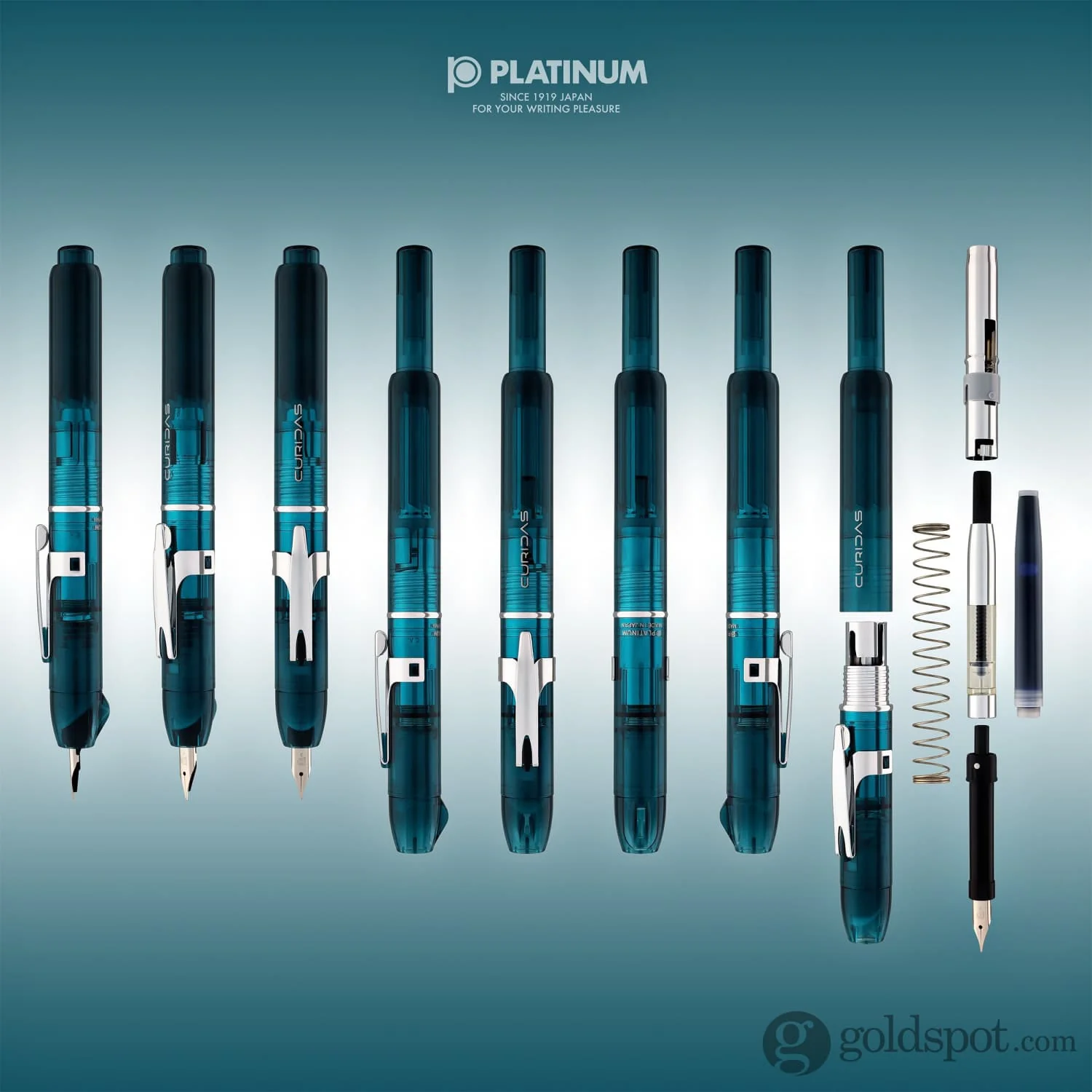 Platinum Curidas Retractable Urban Green Fountain Pen - Image 8