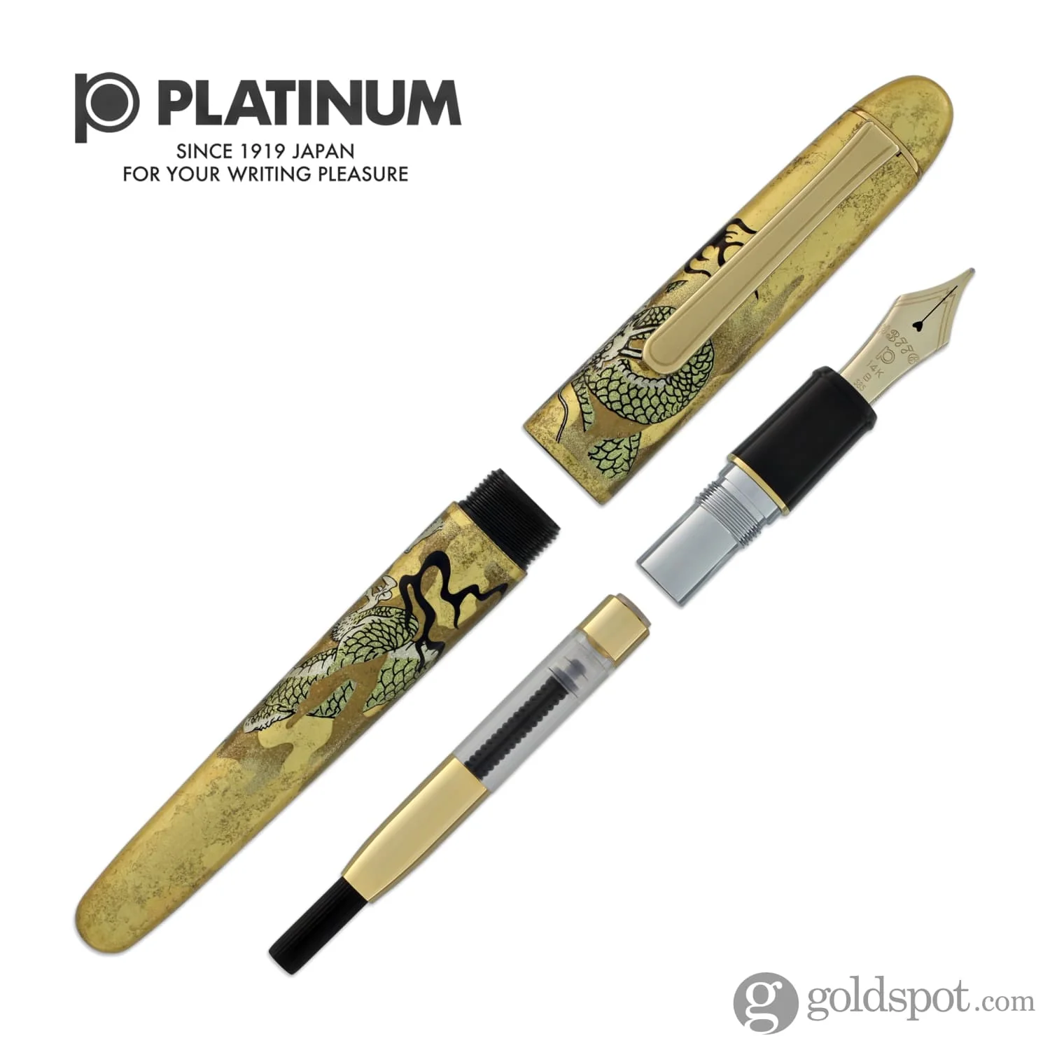 Platinum Kanazawa-haku Fountain Pen in Ascending Dragon - 14K Gold - Image 7
