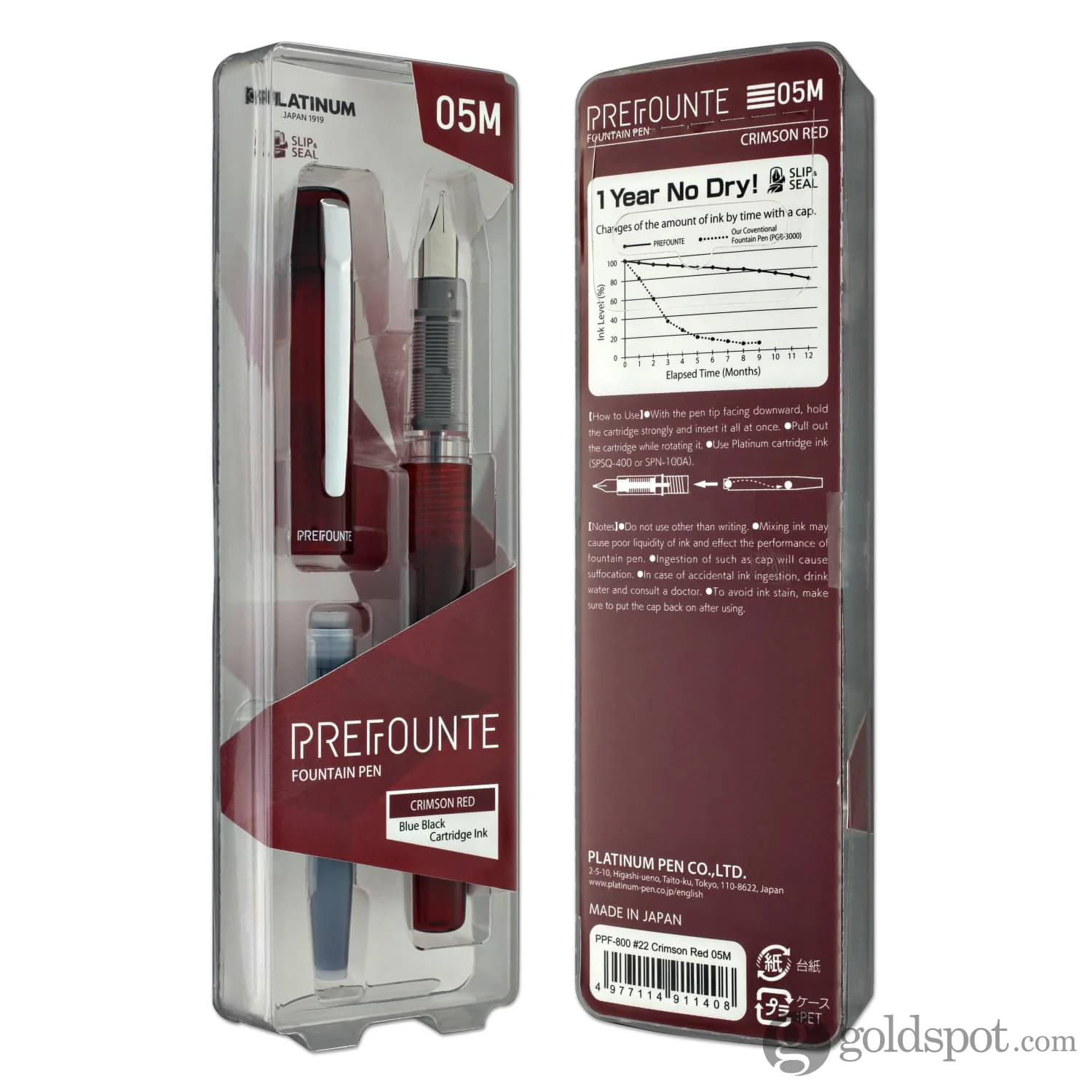 Platinum Prefounte Fountain Pen in Crimson Red - Image 7