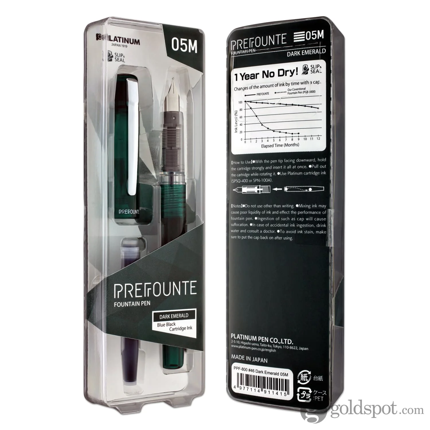 Platinum Prefounte Fountain Pen in Dark Emerald - Image 7