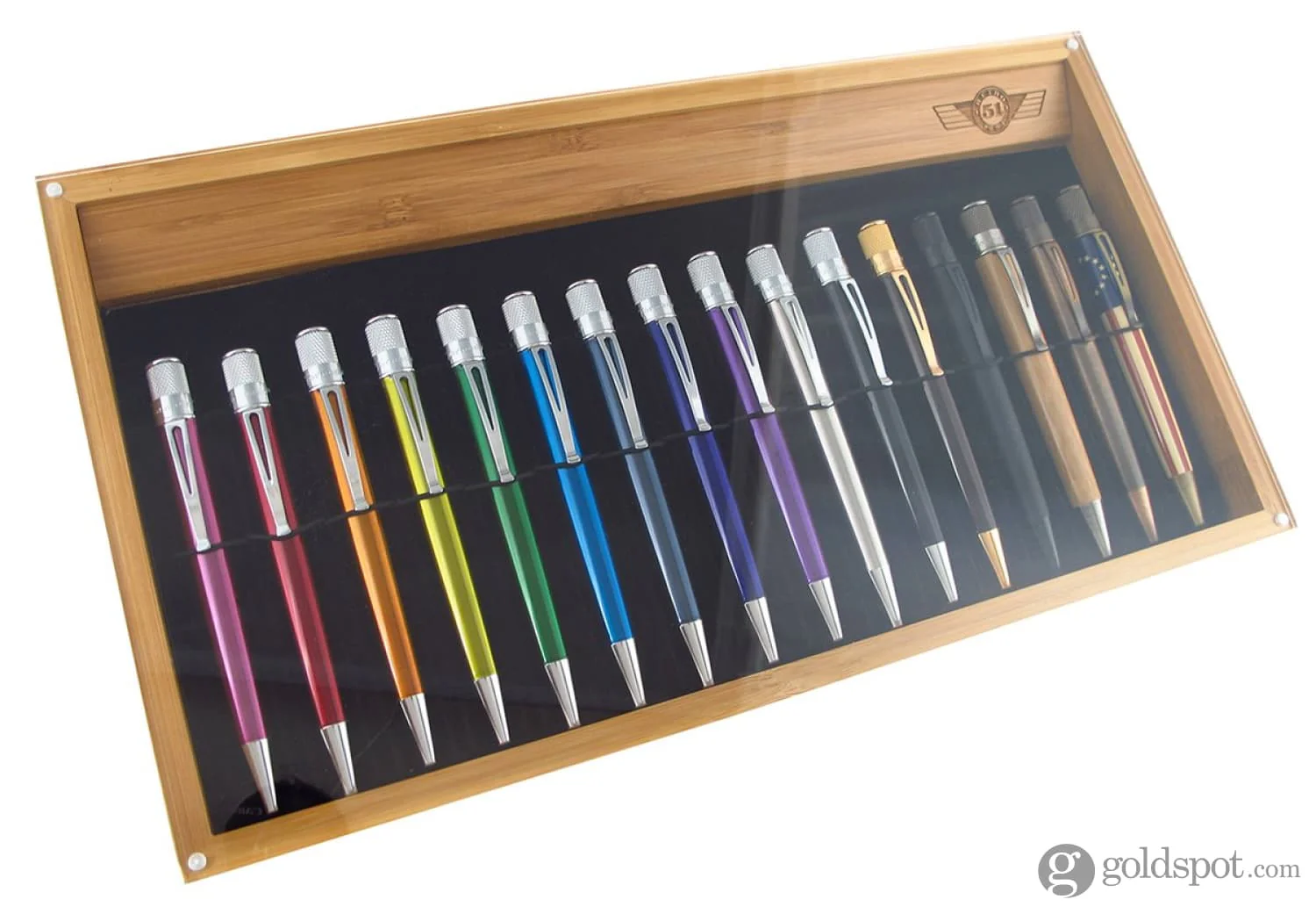 Retro 51 Bamboo Desk Display 16 Pen Tray - Image 2