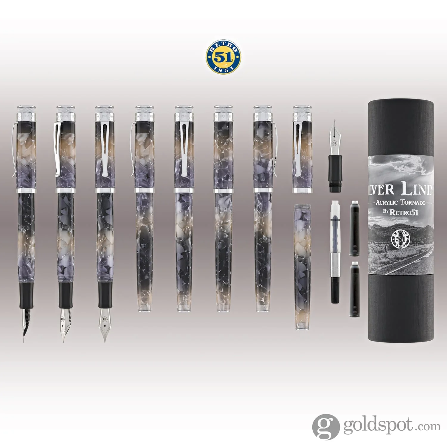 Retro 51 Tornado Fountain Pen in Silver Lining - Image 8