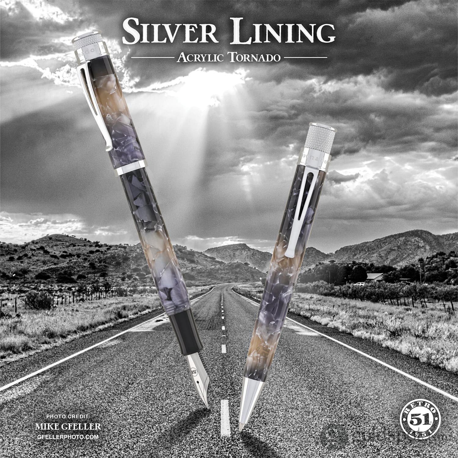 Retro 51 Tornado Fountain Pen in Silver Lining - Image 9