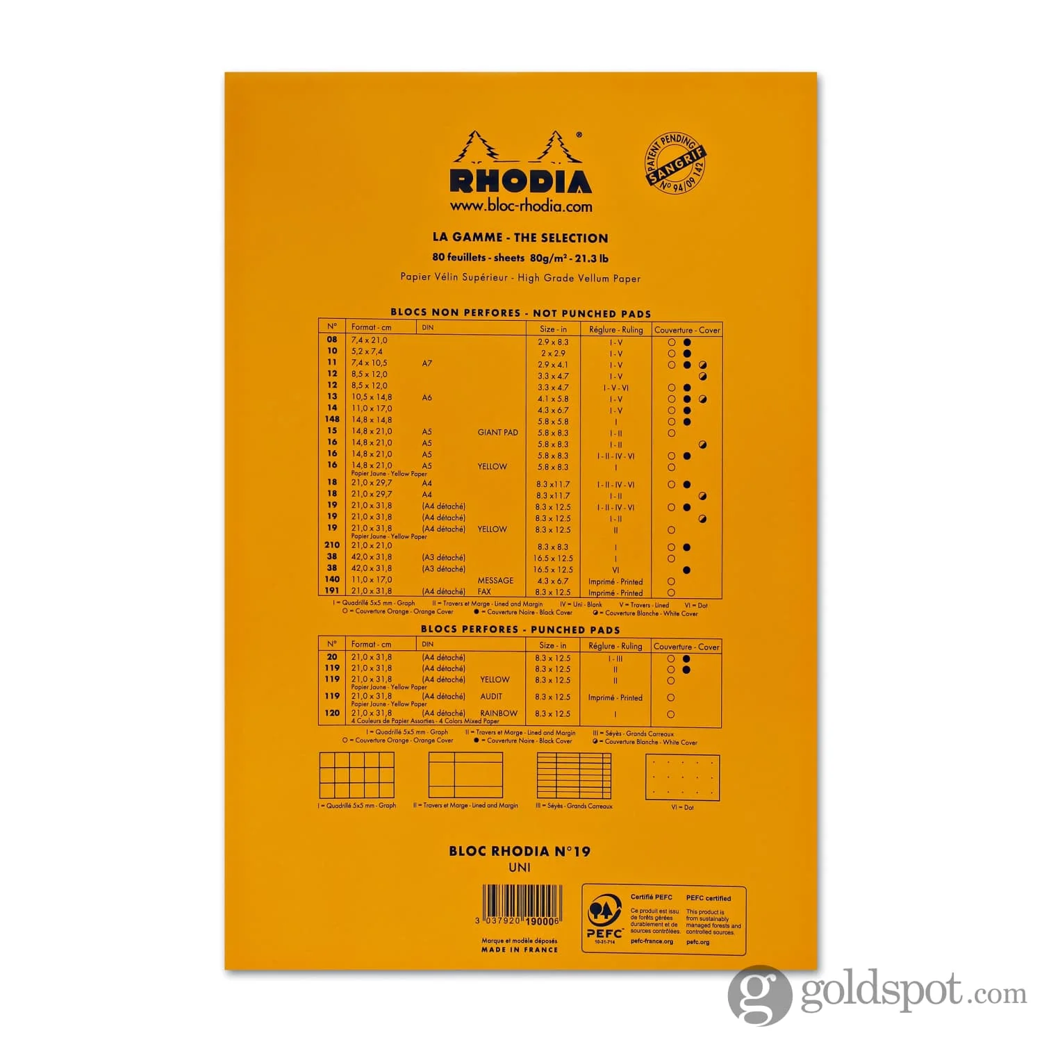 Rhodia No. 19 Staplebound 8.25 x 12.5 Notepad in Orange - Image 2