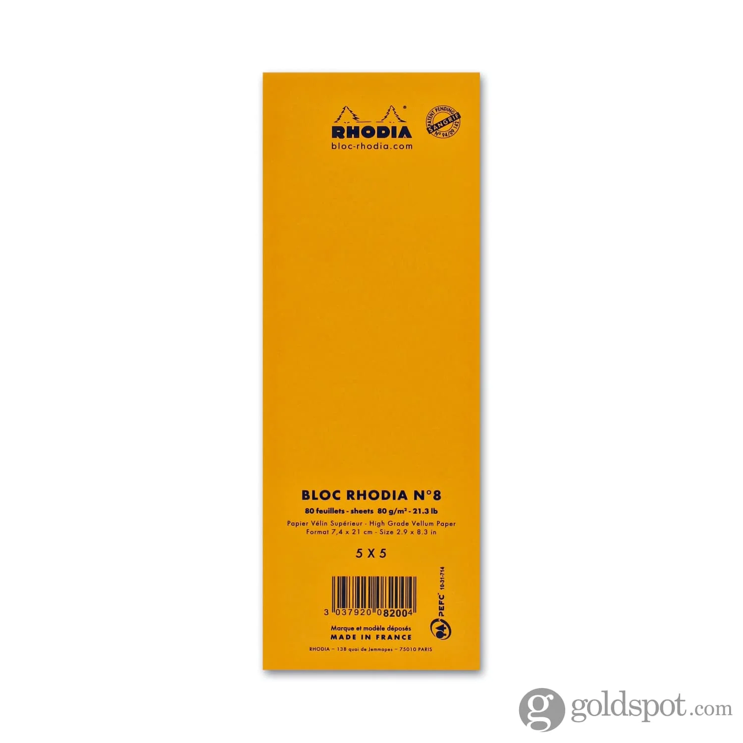 Rhodia No. 8 Staplebound 3 x 8.25 Notepad in Orange - Image 2