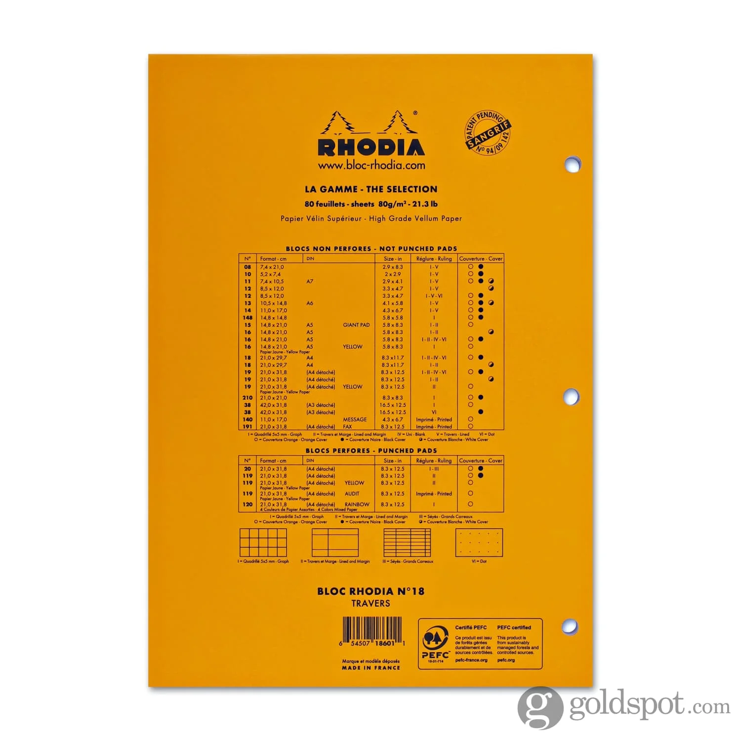 Rhodia No. 18 Lined Staplebound with 3 Hole Punch 8.25 x 11.75 in Orange - Image 2
