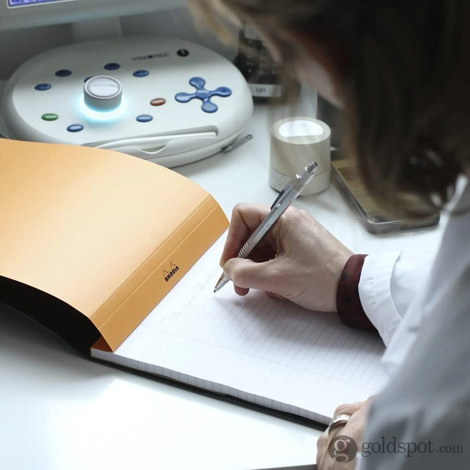 Rhodia No. 18 Lined Staplebound with 3 Hole Punch 8.25 x 11.75 in Orange - Image 8