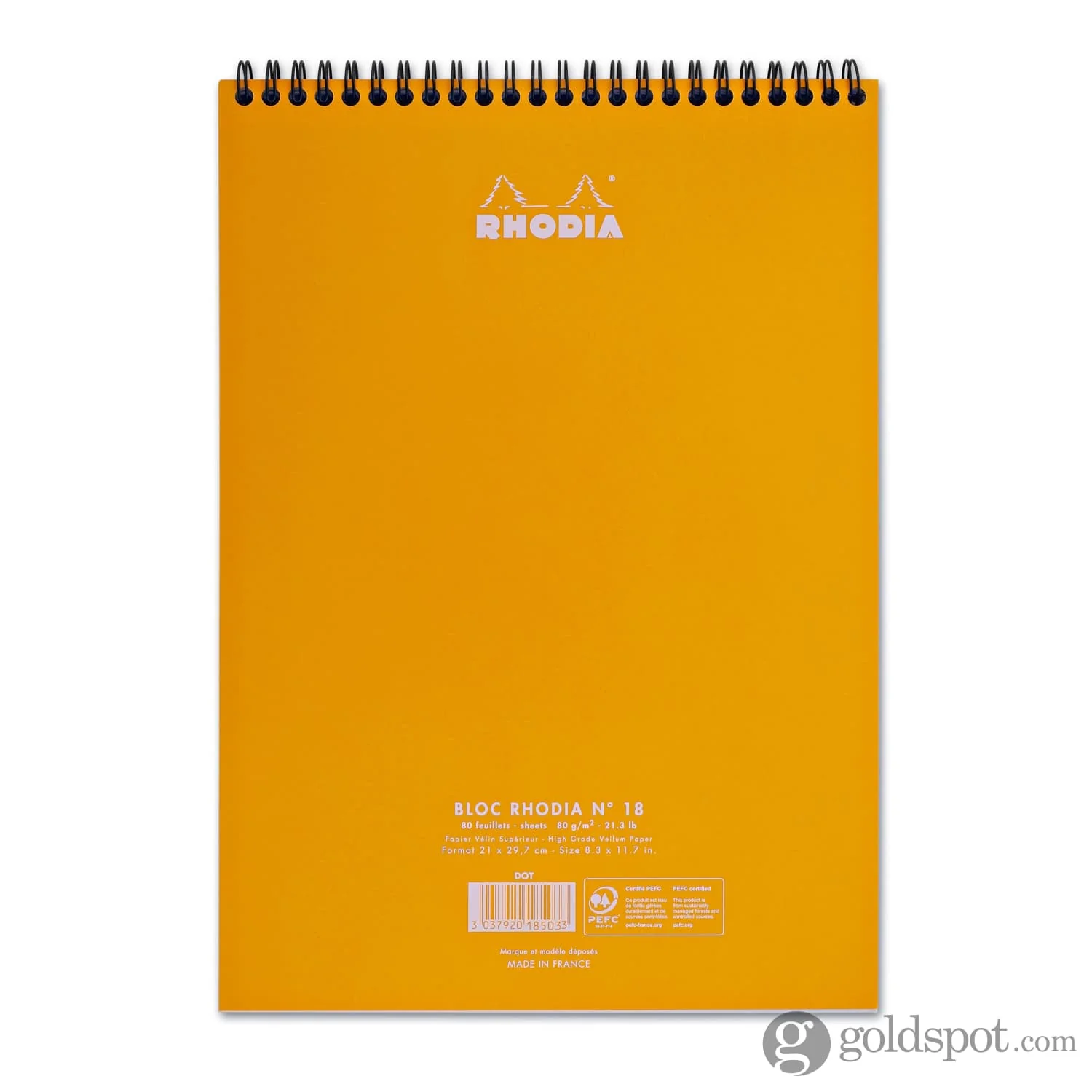 Rhodia Wirebound Dot Grid Paper Notebook in Orange - 8.25 x 11.75 - Image 2