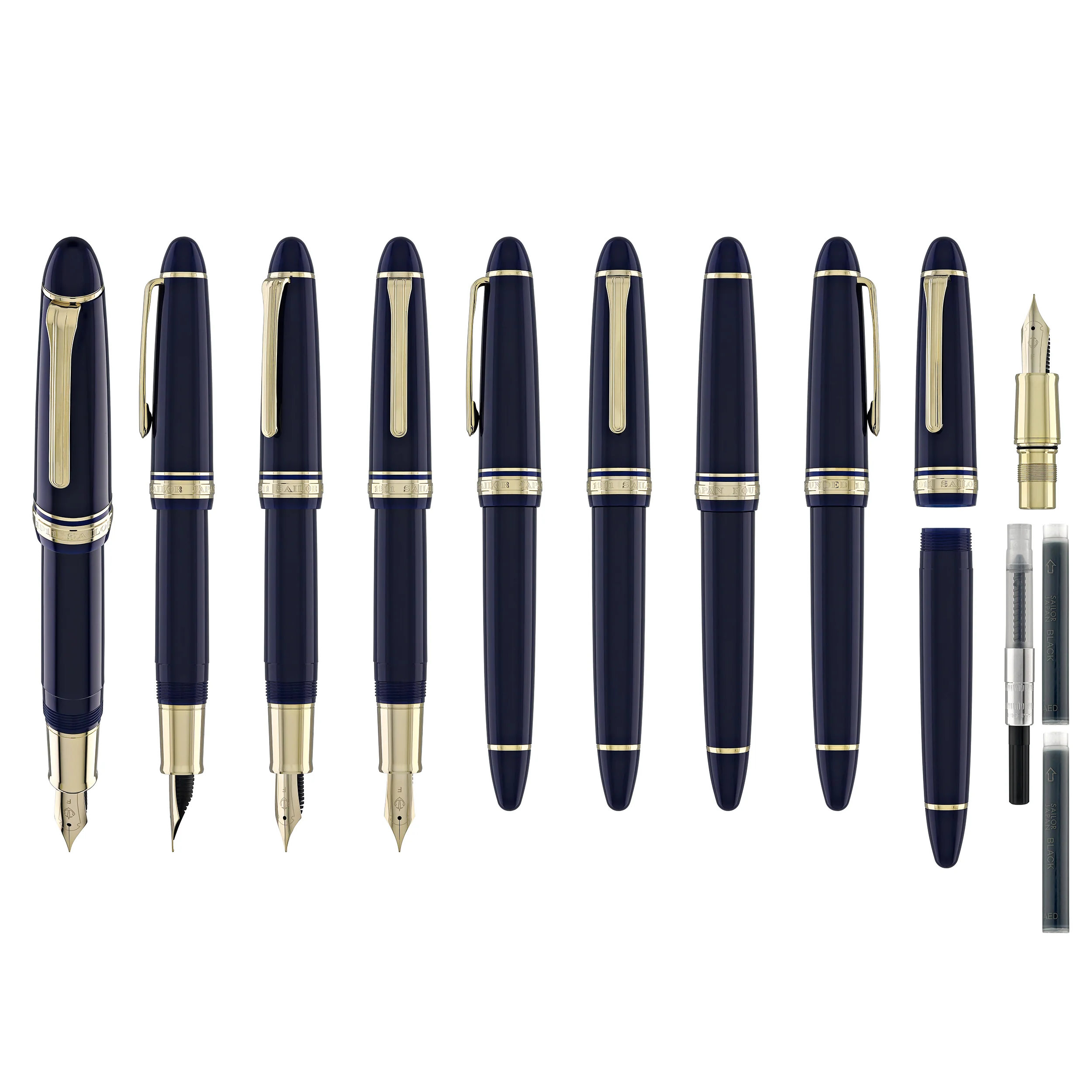 Sailor 1911 Casual L Stable Fountain Pen in Muted Blue, Gold Trim - Image 9