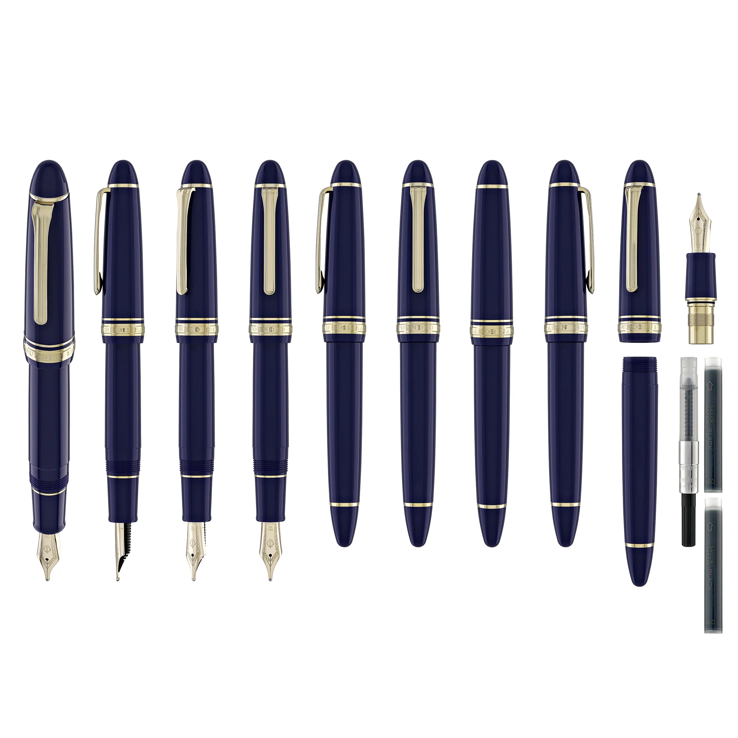 Sailor 1911 Large Fountain Pen in Blue - 14kt Gold Nib - Image 9