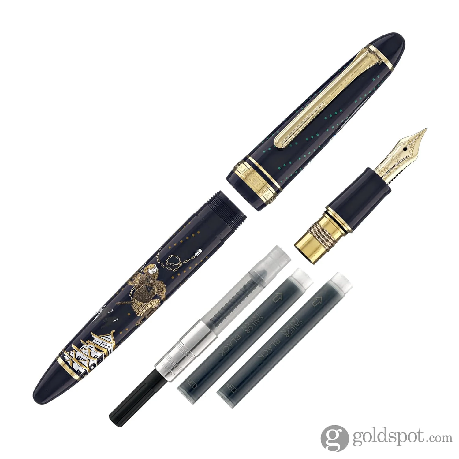 Sailor 1911 Standard Ninja Fountain Pen in Kusarigama with Gold Trim - 14K Gold - Image 8
