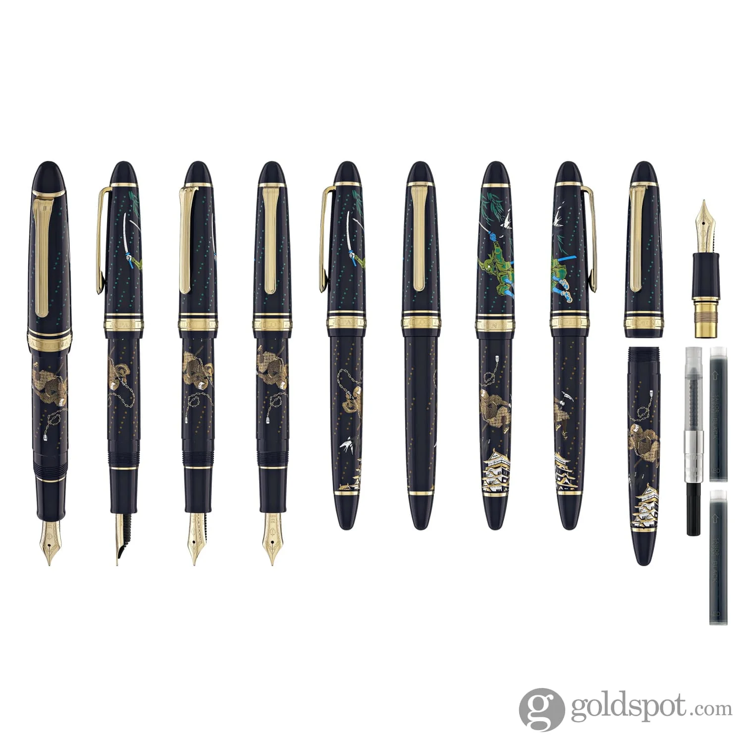 Sailor 1911 Standard Ninja Fountain Pen in Kusarigama with Gold Trim - 14K Gold - Image 9
