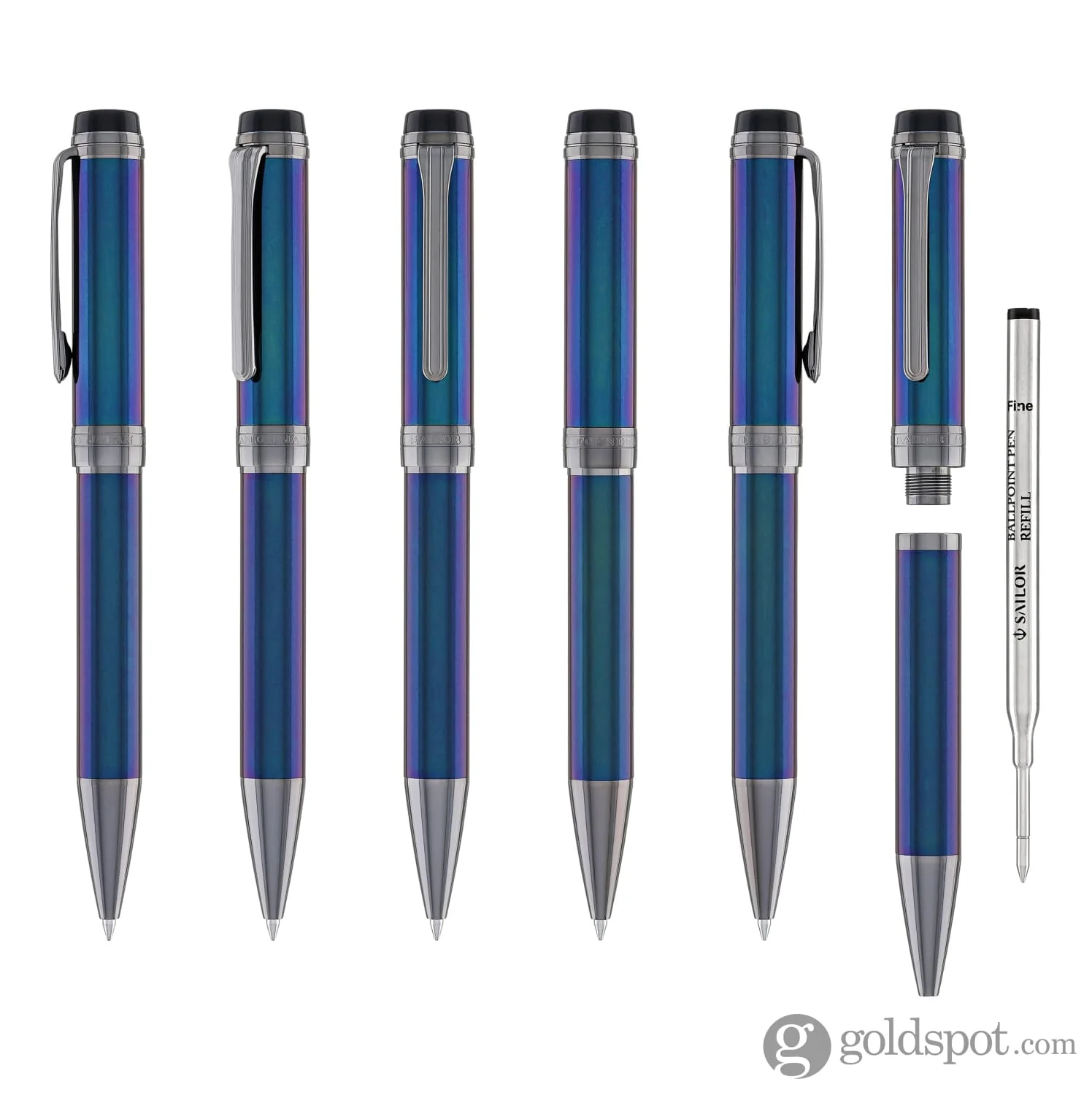 Sailor Cylint Ballpoint Pen in Lagoon with Black Ion Trim - Image 6