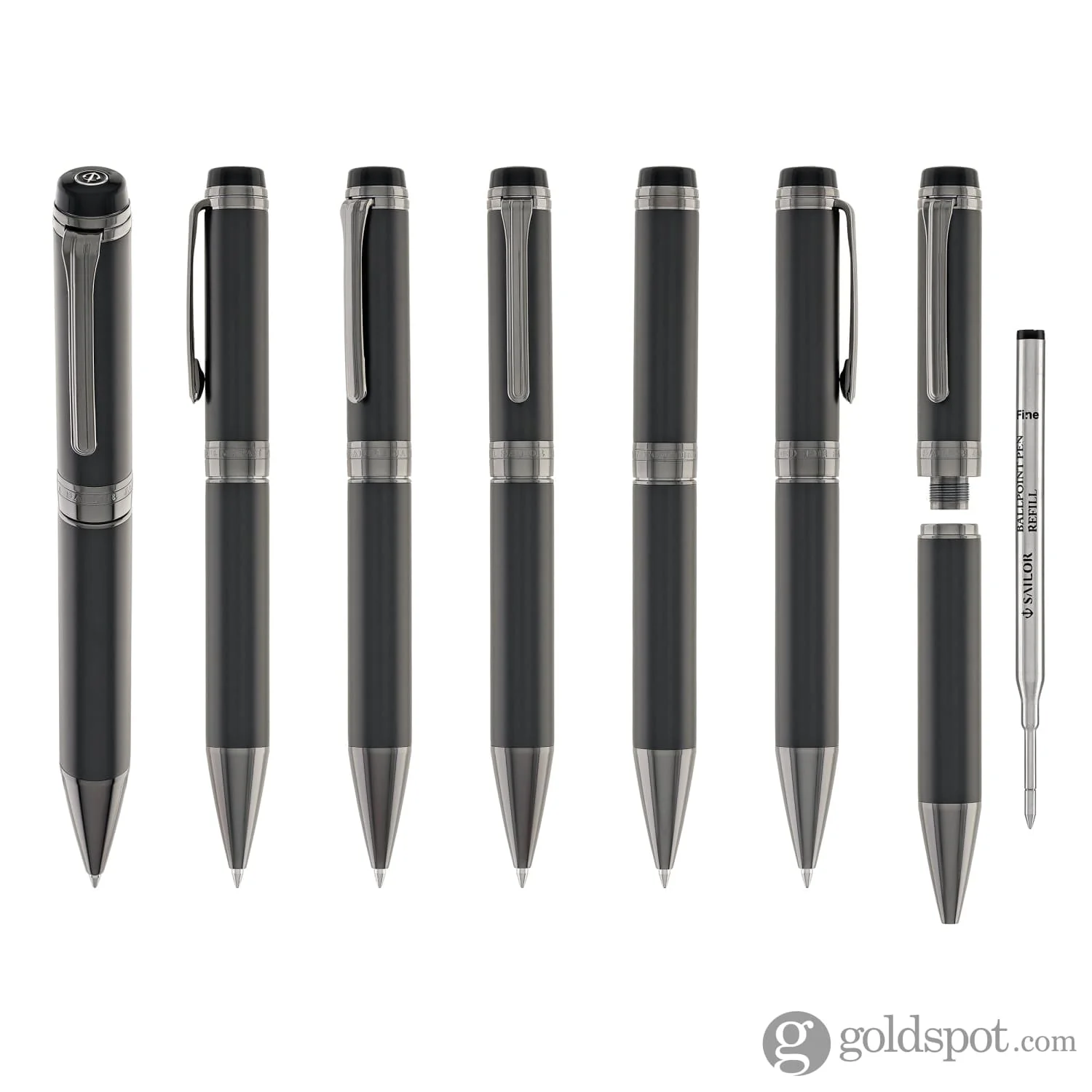 Sailor Cylint Ballpoint Pen in Matte Black Stainless Steel with Black Ion Trim - Image 7