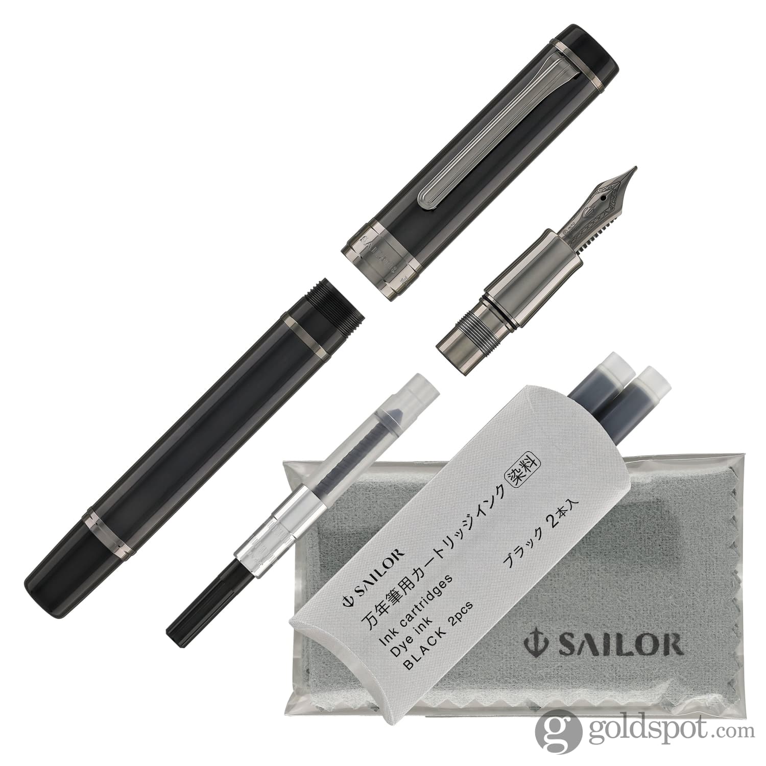 Sailor Cylint Fountain Pen in Black Stainless Steel - 21kt Gold Nib - Image 7