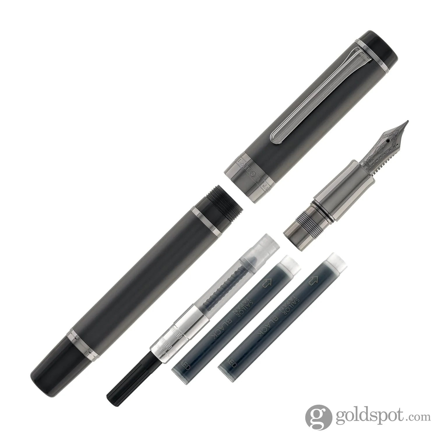 Sailor Cylint Fountain Pen in Matte Black Stainless Steel - 21kt Gold Nib - Image 8