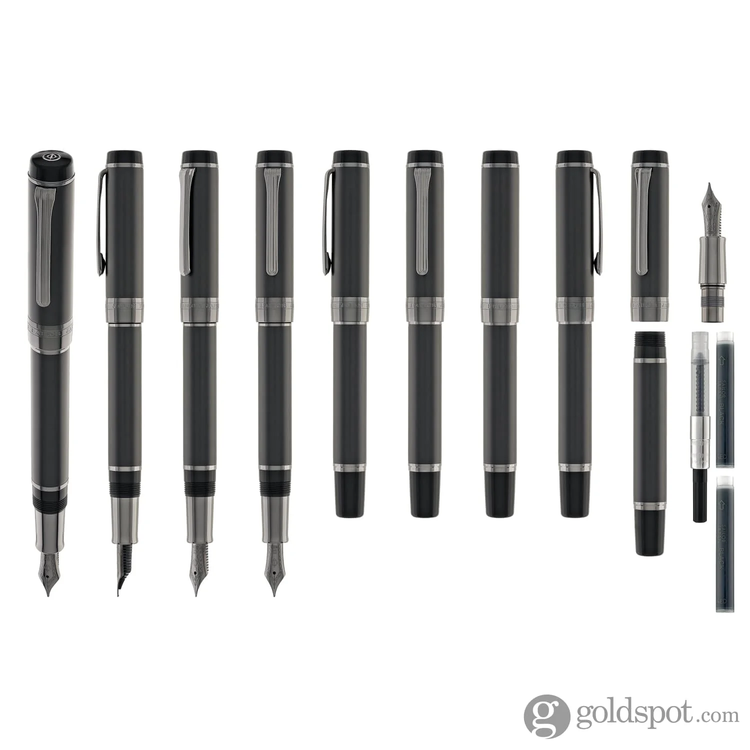 Sailor Cylint Fountain Pen in Matte Black Stainless Steel - 21kt Gold Nib - Image 9
