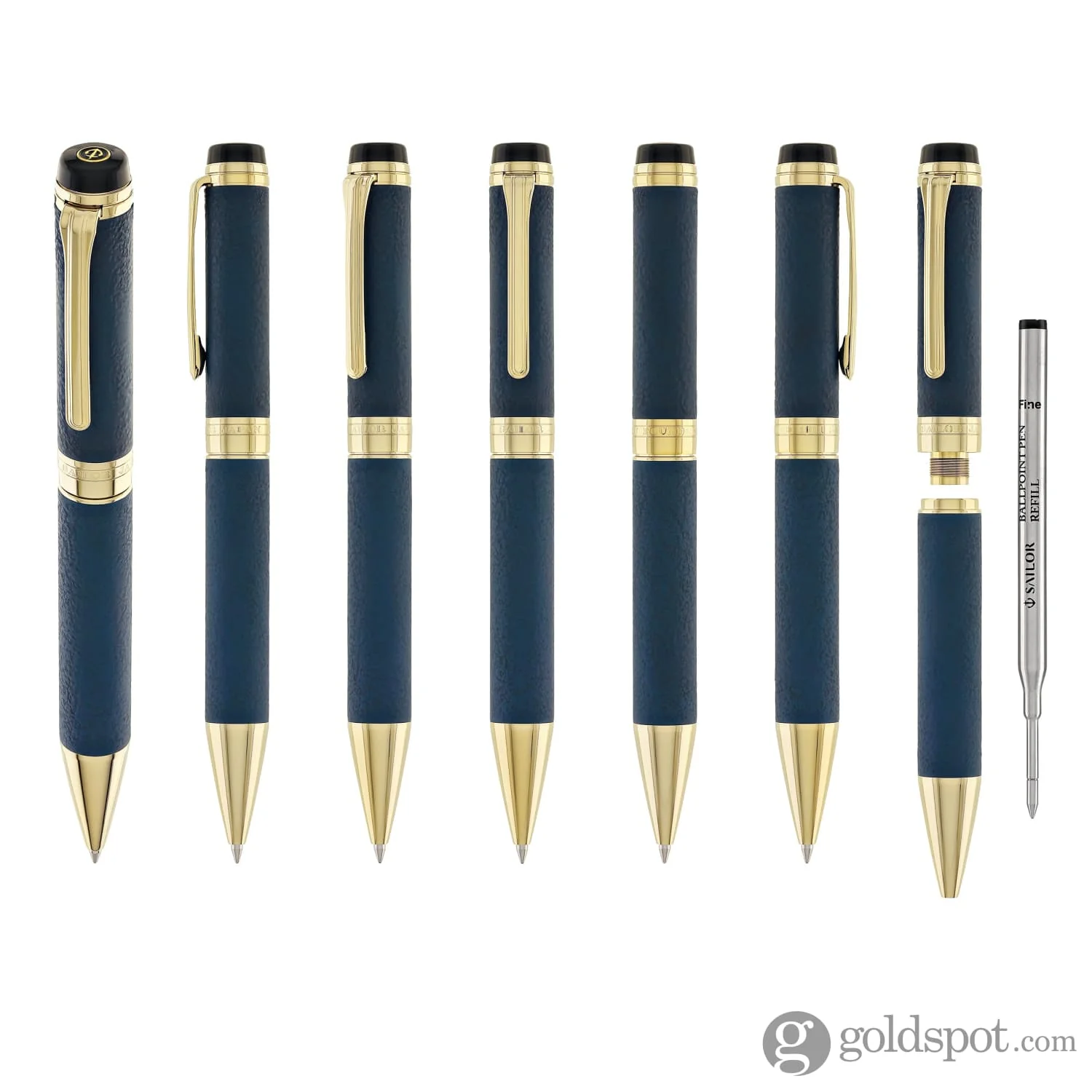 Sailor Cylint Niigata Shikki Ballpoint Pen in Ruri (Lapis Lazuli Blue) with Gold IP Trim - Image 7