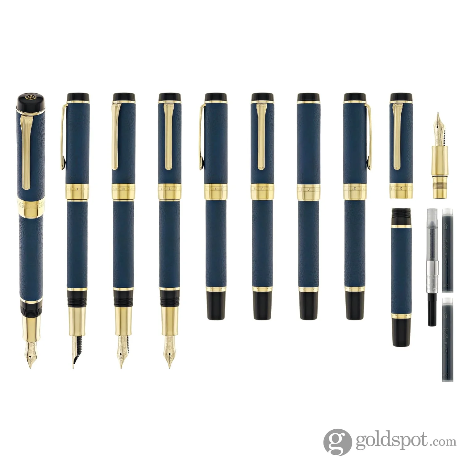 Sailor Cylint Niigata Shikki Fountain Pen in Ruri (Lapis Lazuli Blue) with Gold IP Trim - 21kt Gold Nib - Image 9