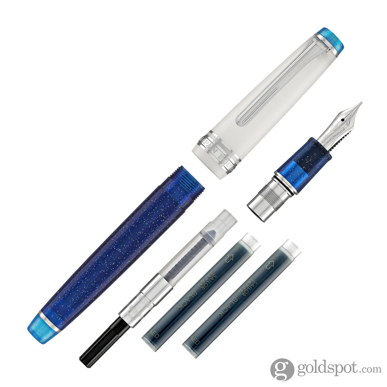 Sailor Pro Gear Slim Fountain Pen in Sunlight from the Ocean Floor with Silver Trim - 14K Gold - Image 7