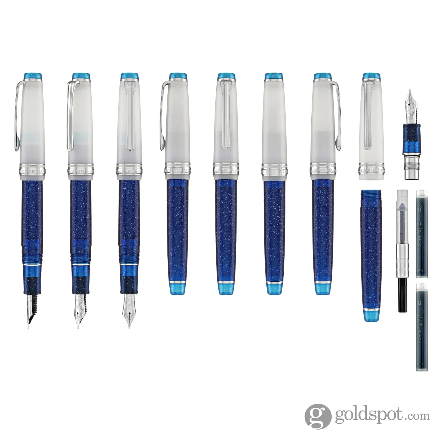 Sailor Pro Gear Slim Fountain Pen in Sunlight from the Ocean Floor with Silver Trim - 14K Gold - Image 8