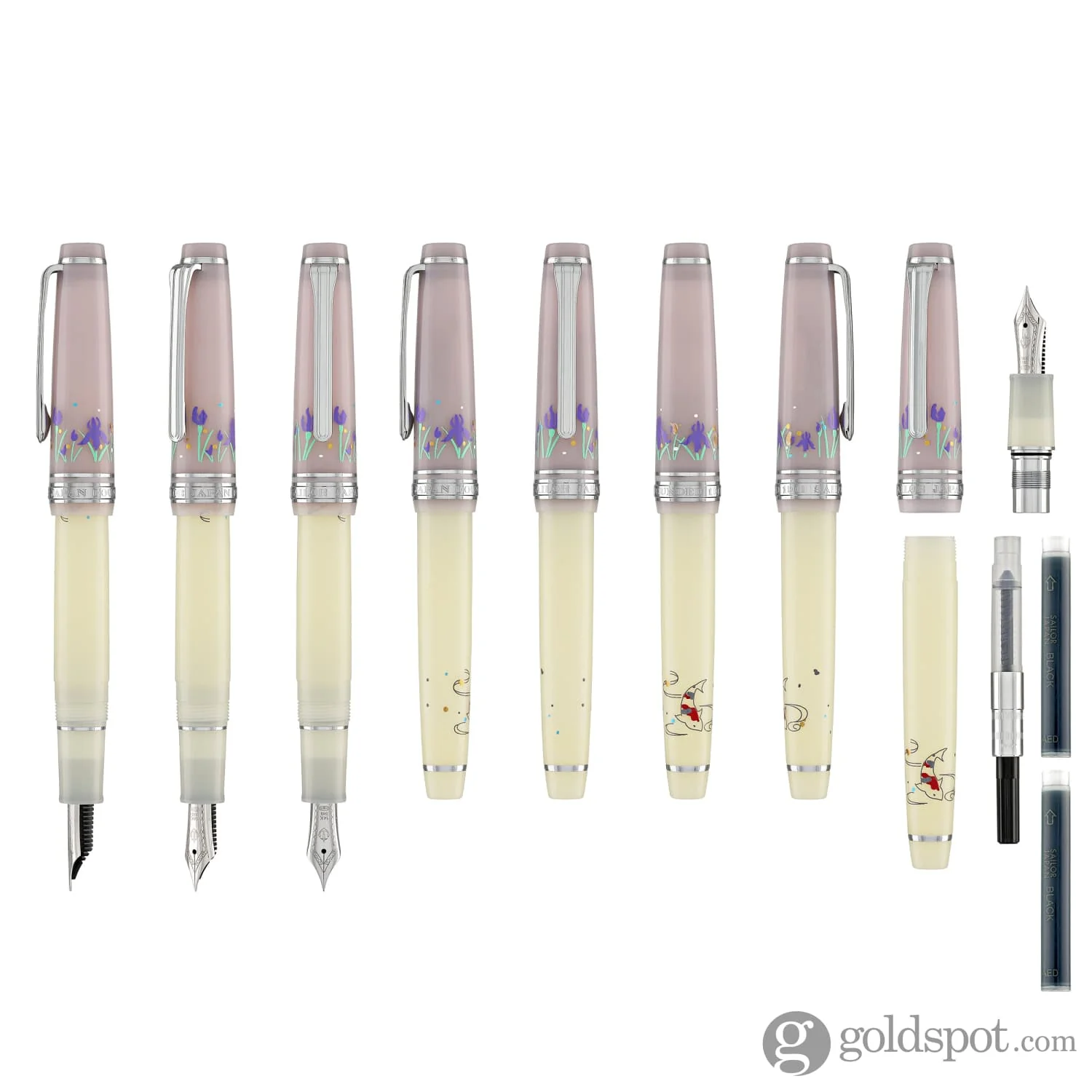Sailor Professional Gear Slim 'Princess Raden' Fountain Pen in Princess Shirotae with Silver Trim - 14K Gold - Image 8