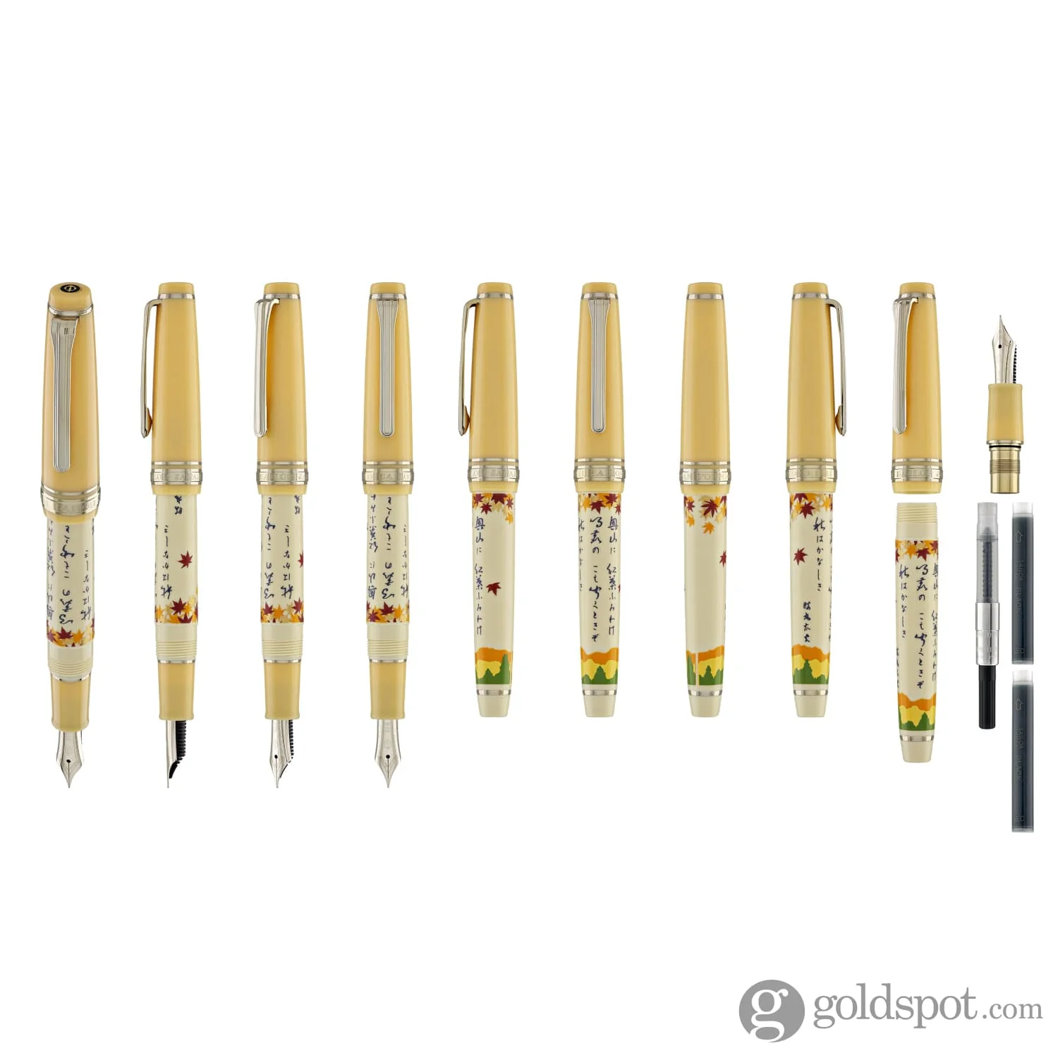 Sailor Professional Gear Slim Seasonal Waka Poetry Fountain Pen in Autumn - 14K Gold - Image 9