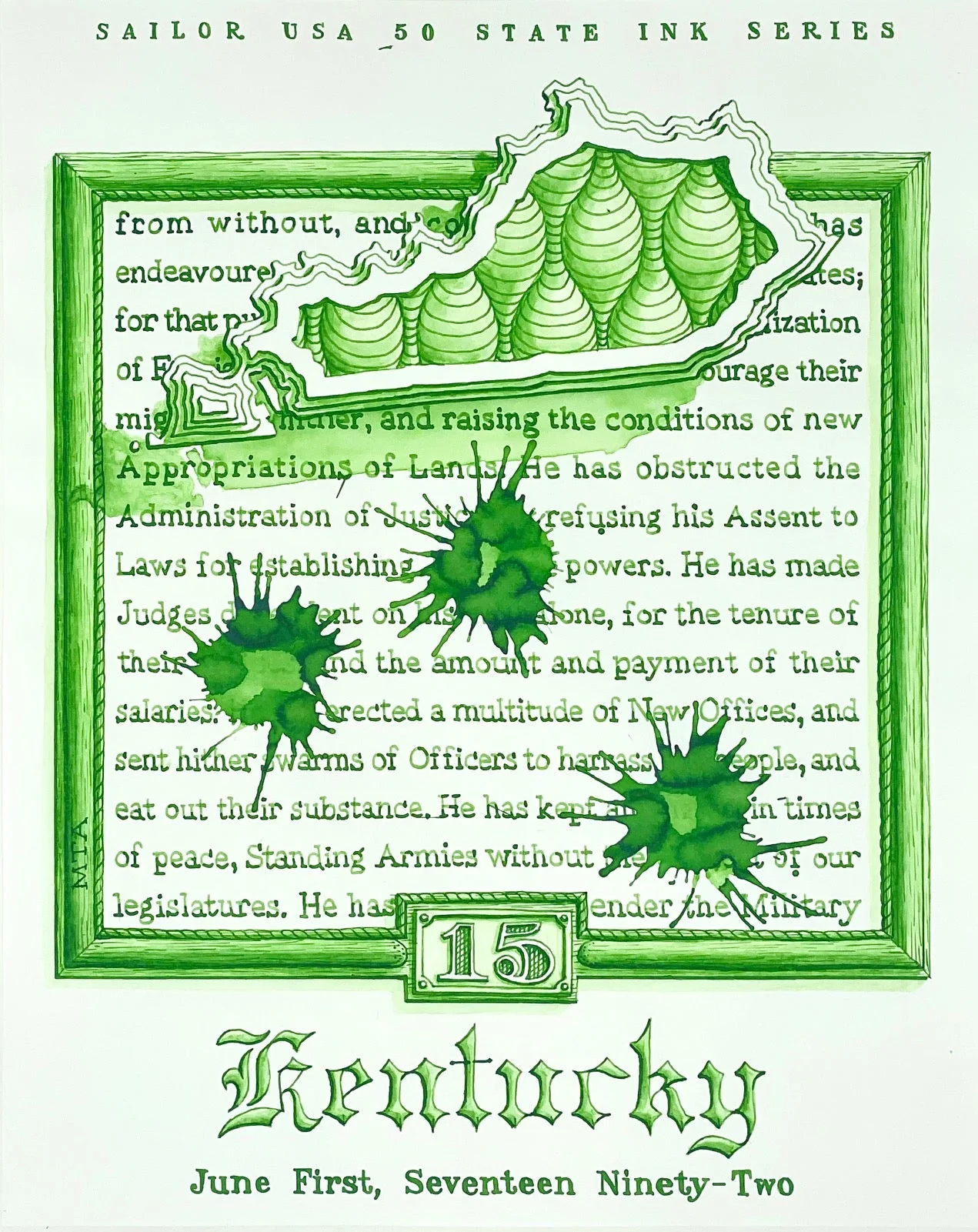 Sailor USA State Bottled Ink in Kentucky (Green) - 20 mL - Image 3