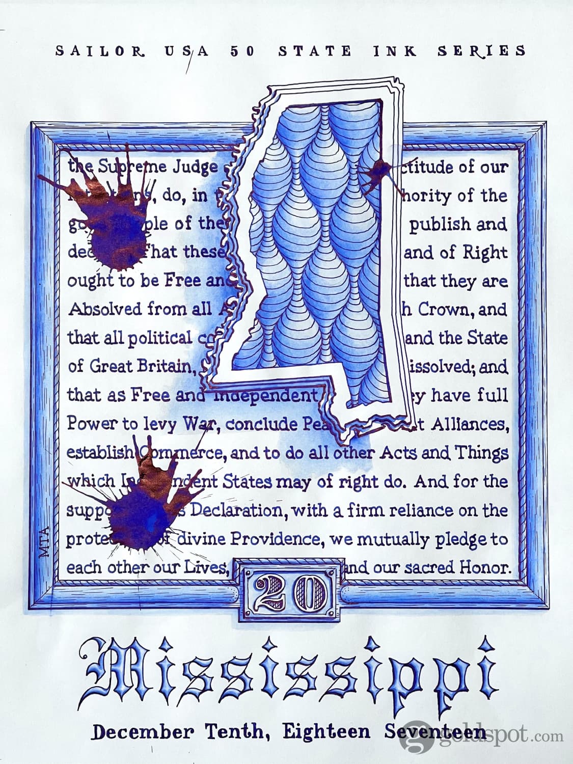 Sailor USA State Bottled Ink in Mississippi (Deep Blue) - 20 mL - Image 3