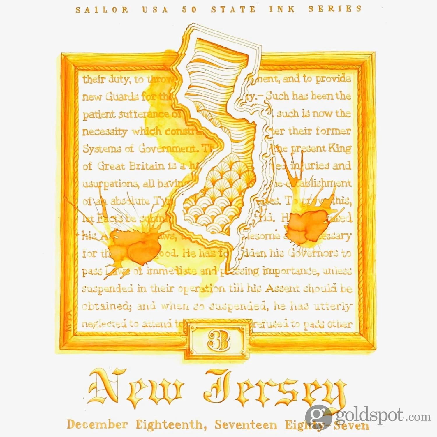 Sailor USA State Bottled Ink in New Jersey (Yellow) - 20 mL - Image 3