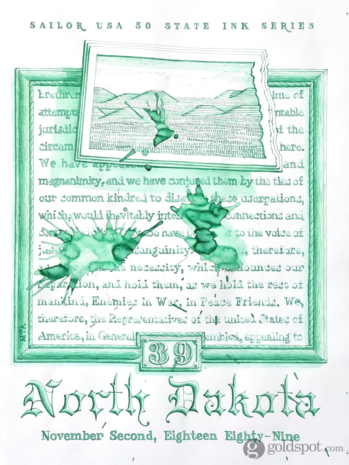 Sailor USA State Bottled Ink in North Dakota (Mint Green) - 20 mL - Image 3