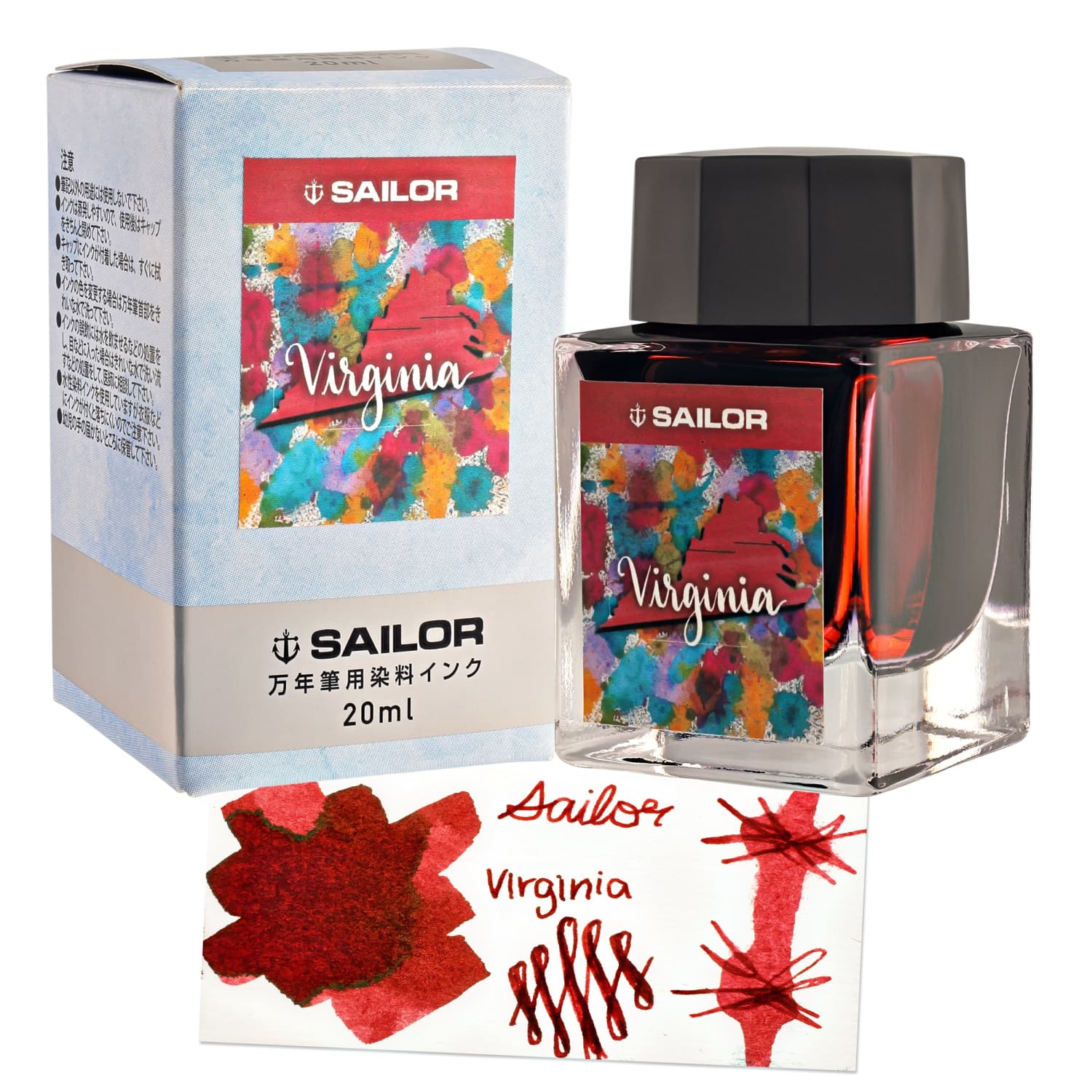 Sailor USA State Bottled Ink in Virginia (Red) - 20 mL