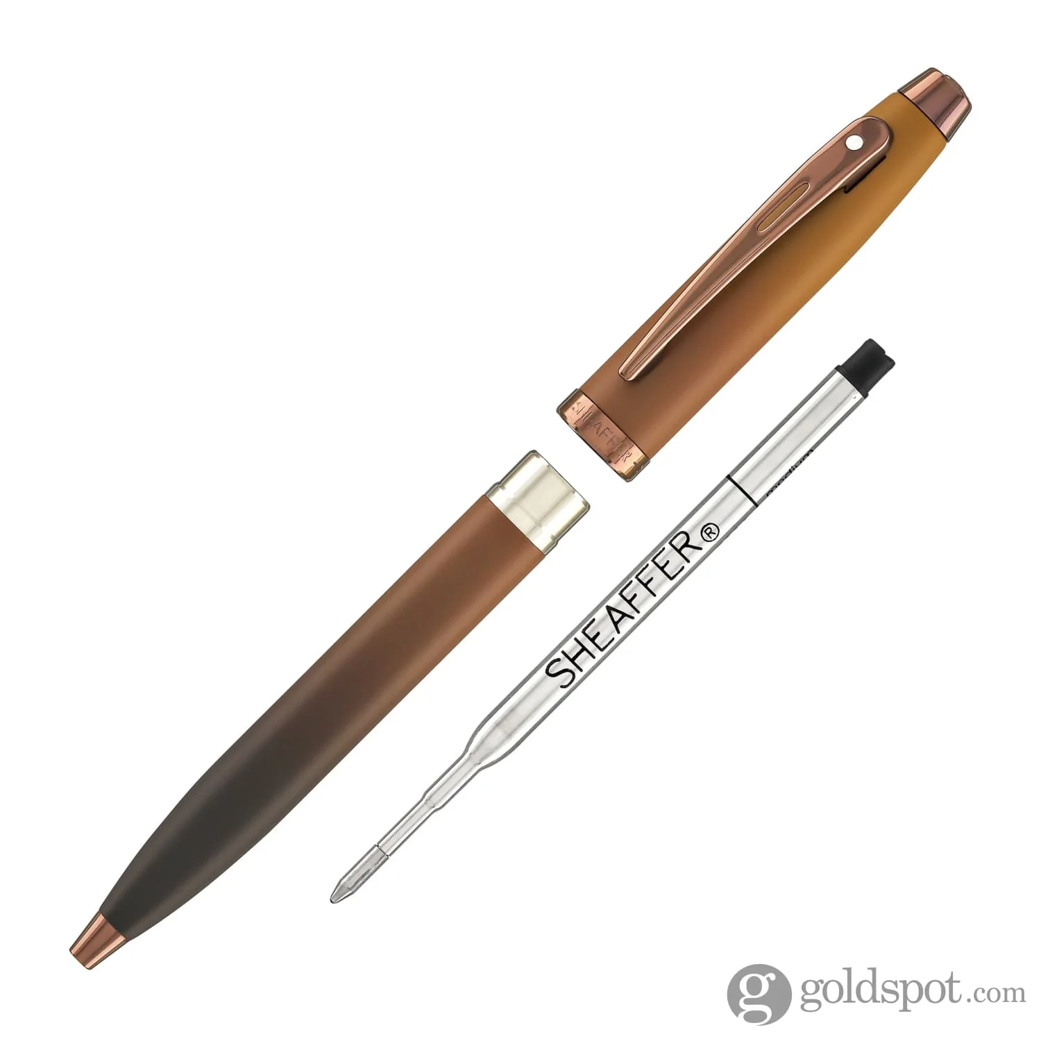 Sheaffer 100 Ballpoint Pen in Coffee Edition with PVD Rose Gold Trim - Image 5