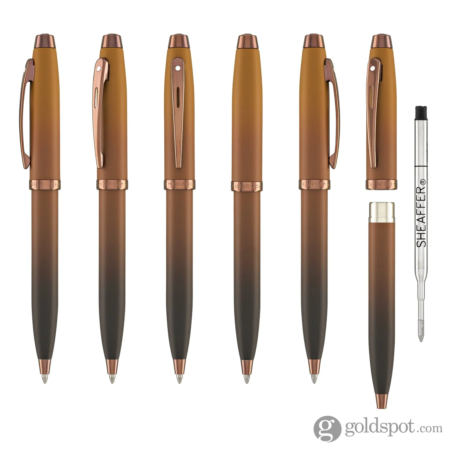 Sheaffer 100 Ballpoint Pen in Coffee Edition with PVD Rose Gold Trim - Image 6