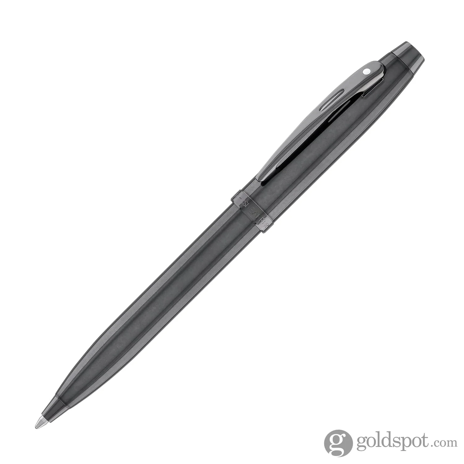 Sheaffer 100 Ballpoint Pen in Shiny Dark Grey Gunmetal with PVD Trim - Image 2