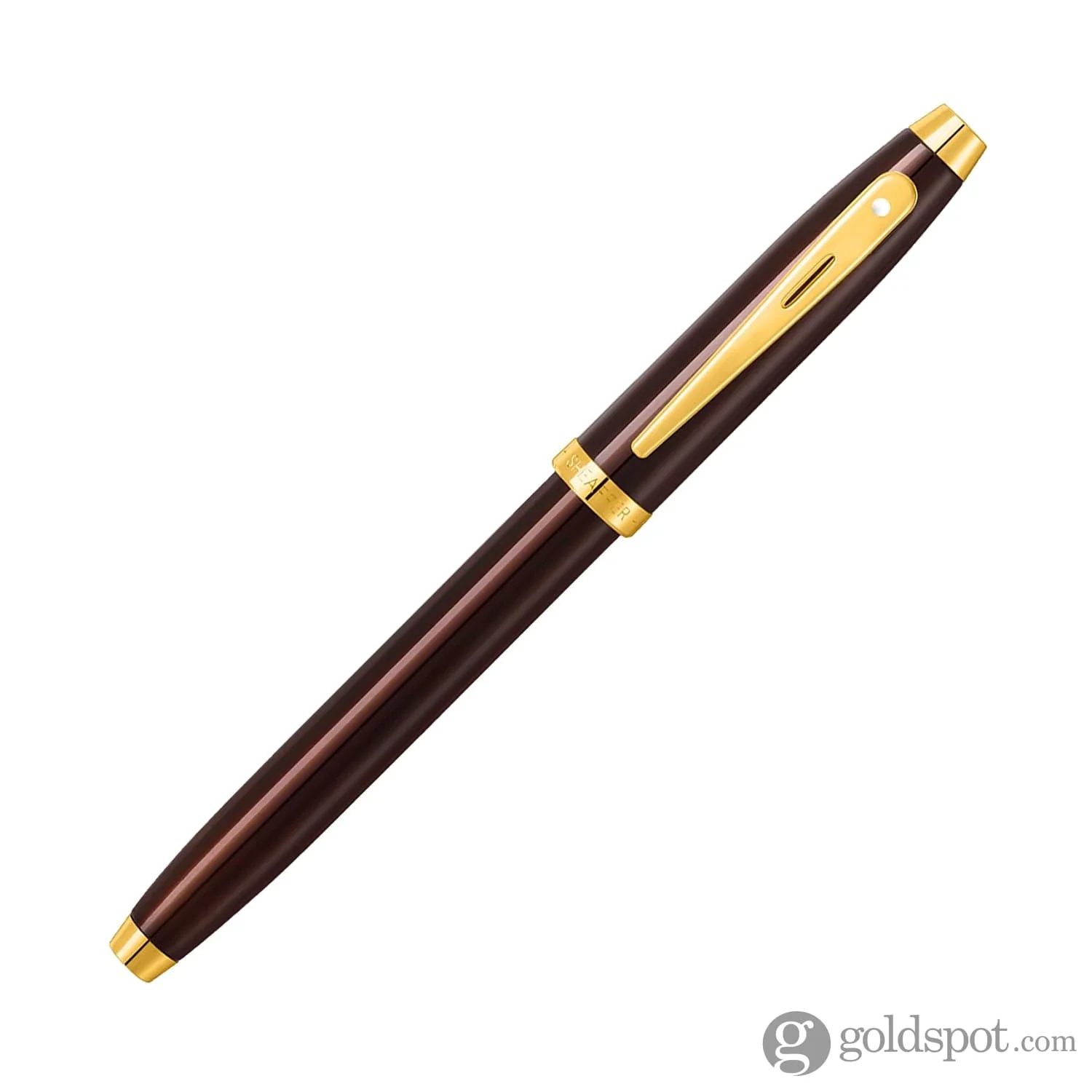 Sheaffer 100 Fountain Pen in Coffee Brown with PVD Gold Trim - Image 2